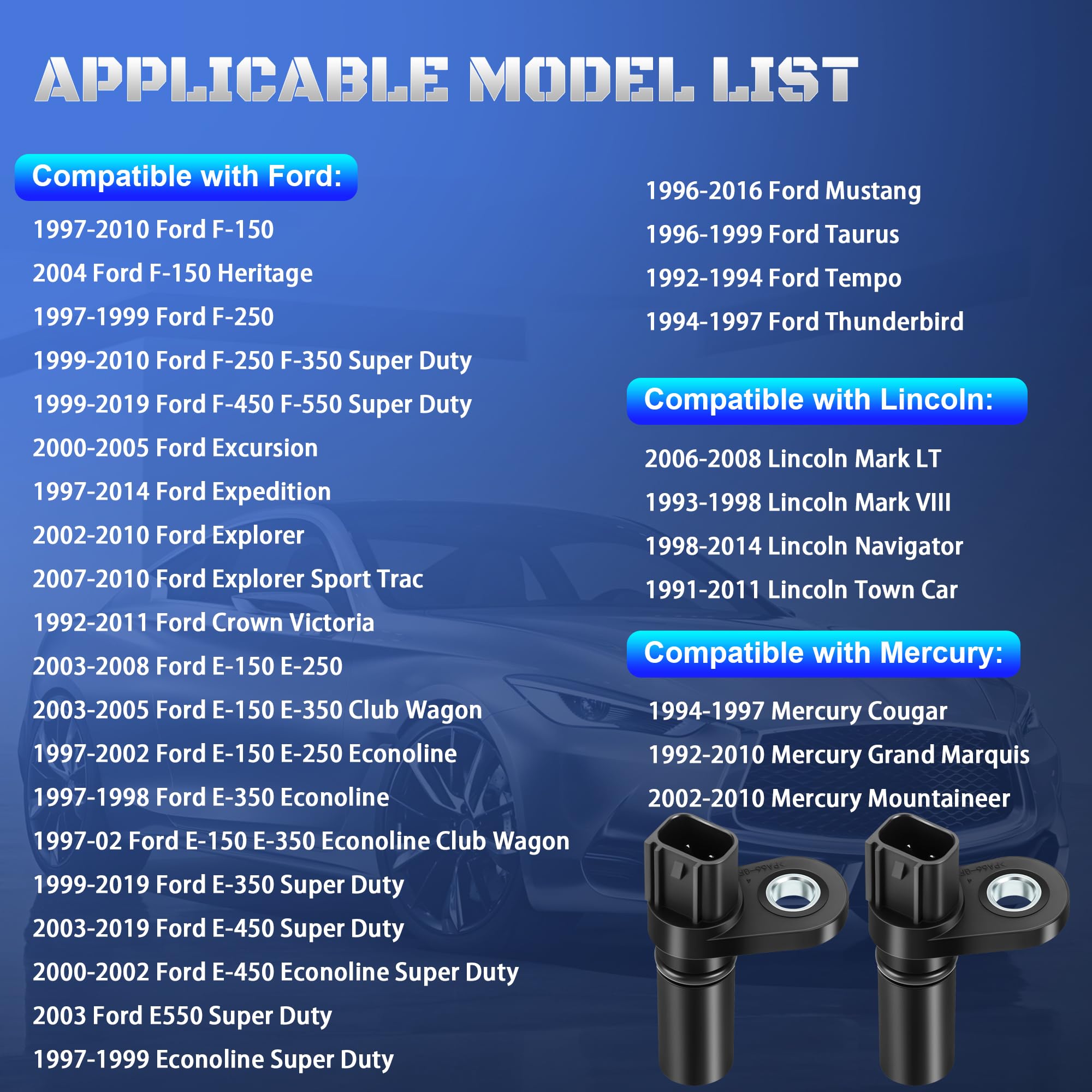 Set of 2 Camshaft Position Sensor Compatible with Ford F150 F250 F350 E150 E250 E350 Explorer Mustang Expedition Taurus Replaces