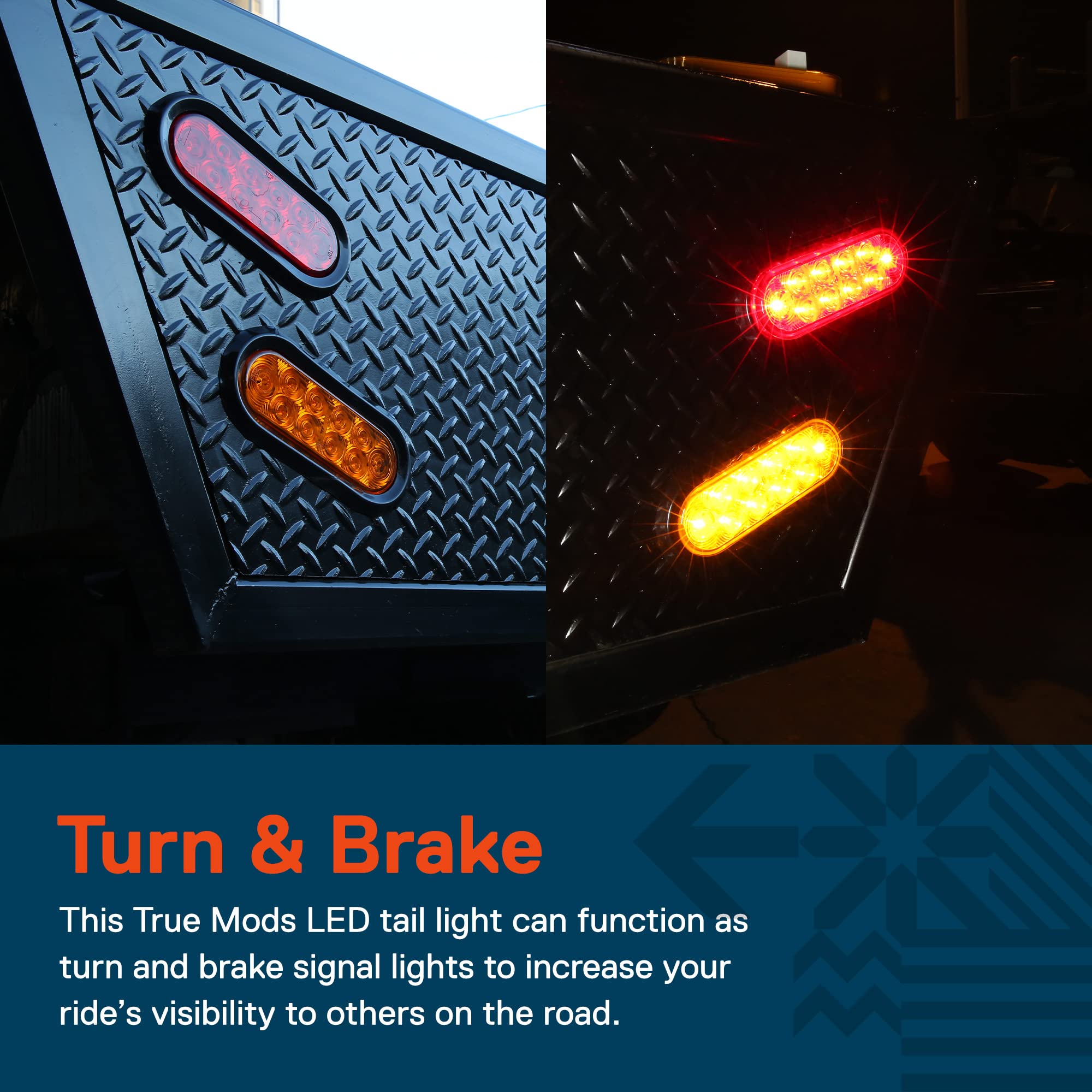 True Mods 2 Red + 2 Amber + 2 White 6'' Oval Led Trailer Tail Light Kit [Dot Fmvss 108] [Grommets & Plugs] [Ip67 Waterproof] Sto