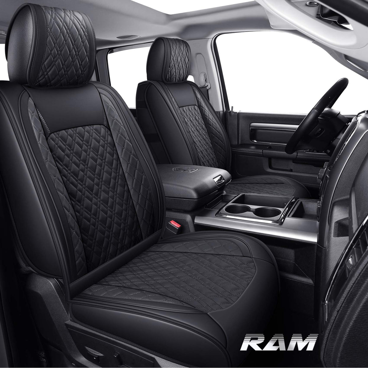Tecoom Leather Seat Covers for Ram Full Set Pickup Truck Car Seat Cover Cushion Custom Fit for 2009-2018 Dodge Ram 1500, 2010-2023 Ram 2500 3500 Crew Mega Cab, 2019-2023 Ram 1500 Classic Only, Black Tecoom Leather Seat Covers for Ram Full Set Pickup Truck Car Seat Cover Cushion Custom Fit for 2009-2018 Dodge Ram 1500, 2010-2023 Ram 2500 3500 Crew Mega Cab, 2019-2023 Ram 1500 Classic Only, Black