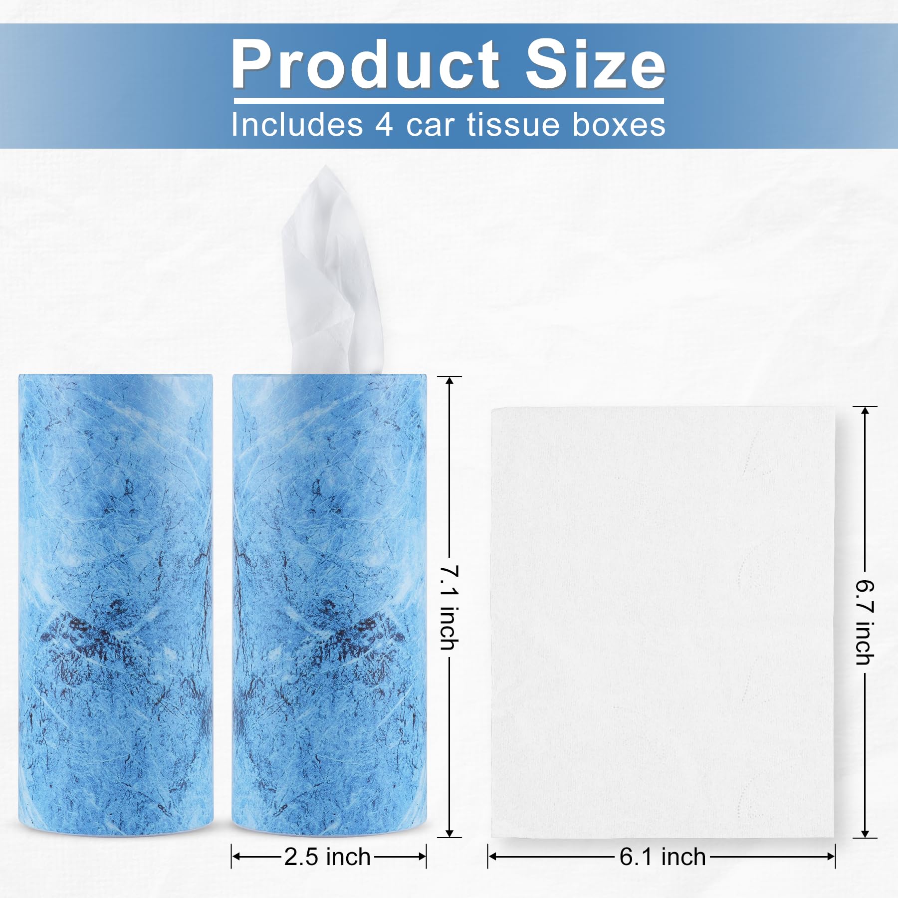 Singaro Car Tissue Holder, 4 Pack Car Cup Holder Facial Tissues With Kleenex Travel Tissue Bag, Quick And Convenient Flower Comb