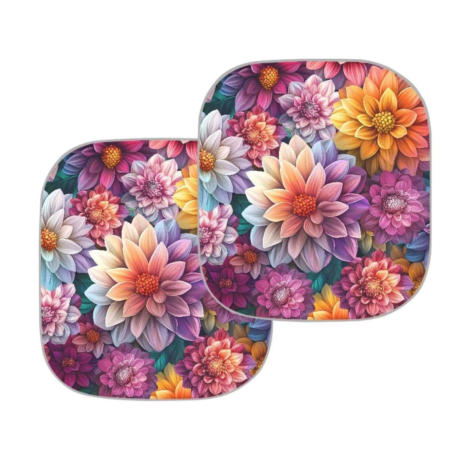 Renewold Gift For Women Men Foldable Sun Shade Boho Flower Dahlia Sunshade For Car Windshield Car Window Covers Uv Rays Heat Sun