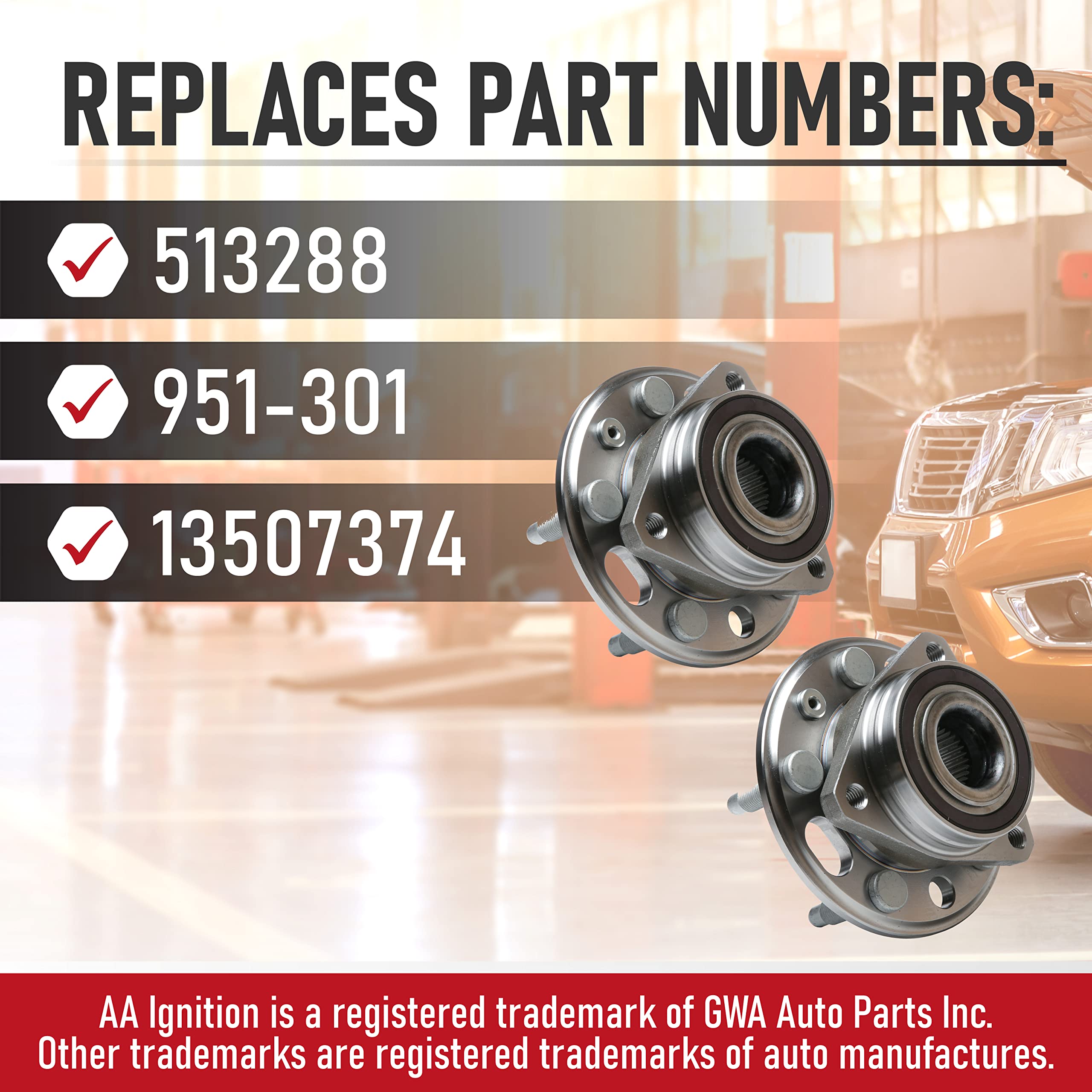 Replacement Front Or Rear Wheel Hub Bearing Assembly Set Of 2 - Compatible With Buick, Cadillac, Chevrolet, Gmc - Lacrosse, Cts,