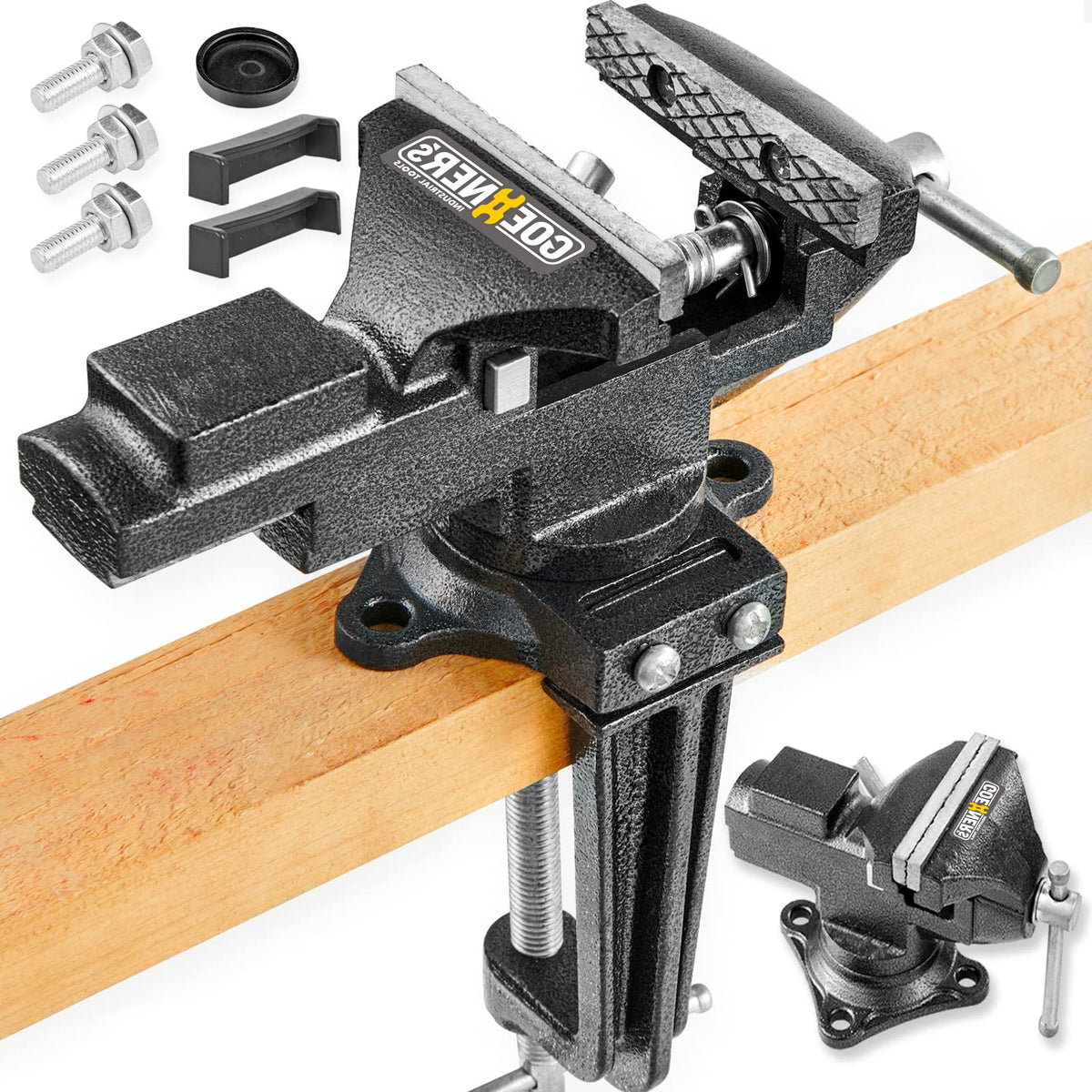 [Upgraded Version] Multi-Purpose Bench Vise 3.3', Table Vice For Workbench, Universal Clamping Vise With Heavy Duty Cast Iron, Multi-Jaw, Swivel Base, Easy Adjustment For Woodworking (3.3 Inch)