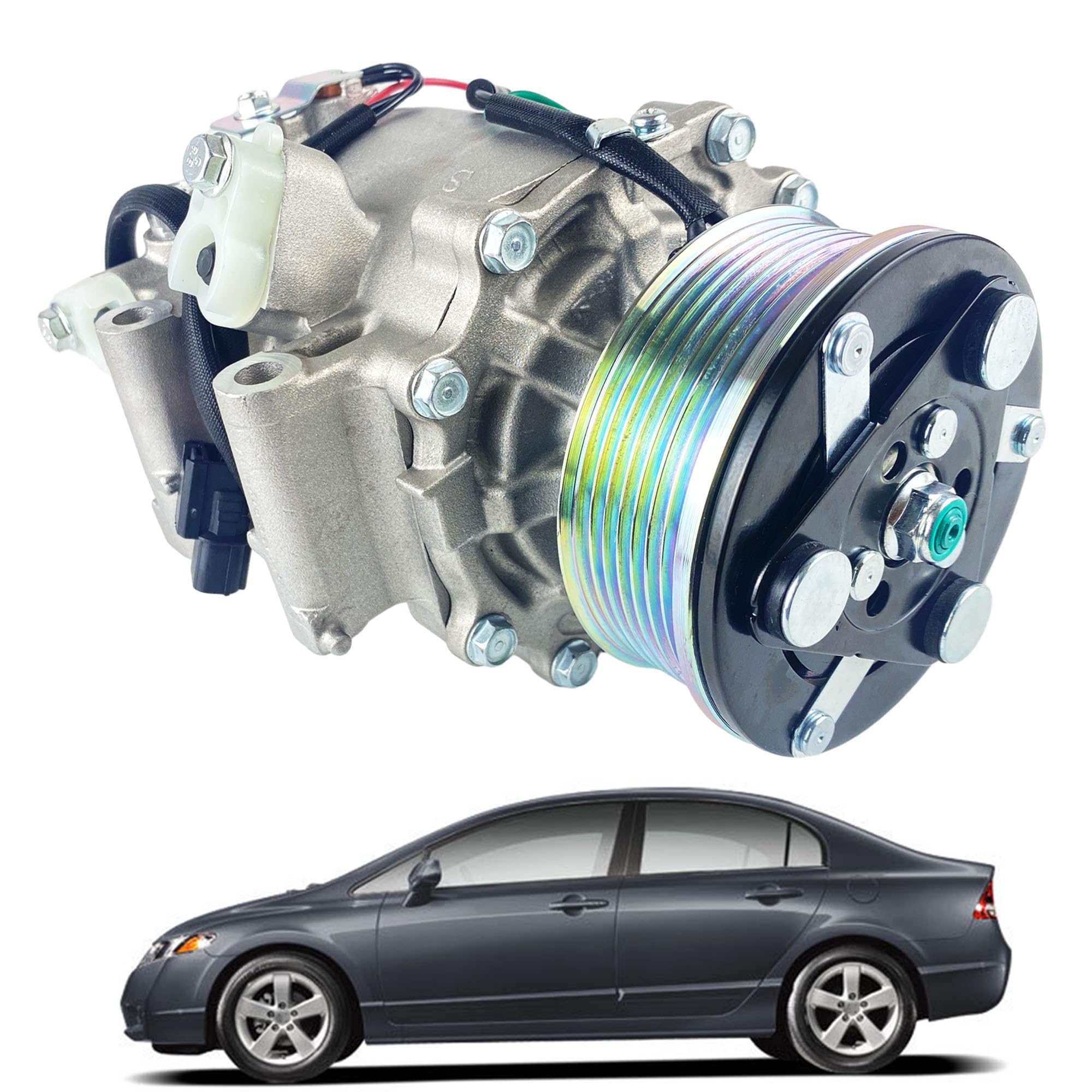 Yzusgomumu Car Ac Compressor Compatible With 2006 2007 2008 2009 2010 2011 Honda Civic 1.8L Air Conditioner Compressor W/Clutch Replaces# 38800Rnaa01 38810Rrba01 38800-Rnb-A02 38800Rnaa010M2