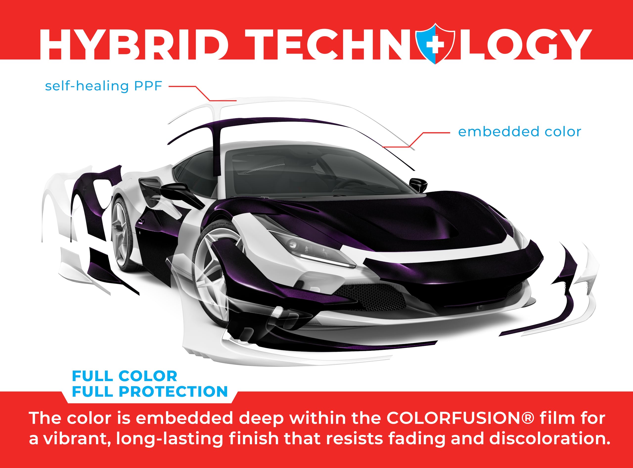 Colorfusion Ppf By Vvivid, Gloss Cosmic Purple Dry Apply Ppf Vinyl Car Wrap Roll 6Ft X 5Ft