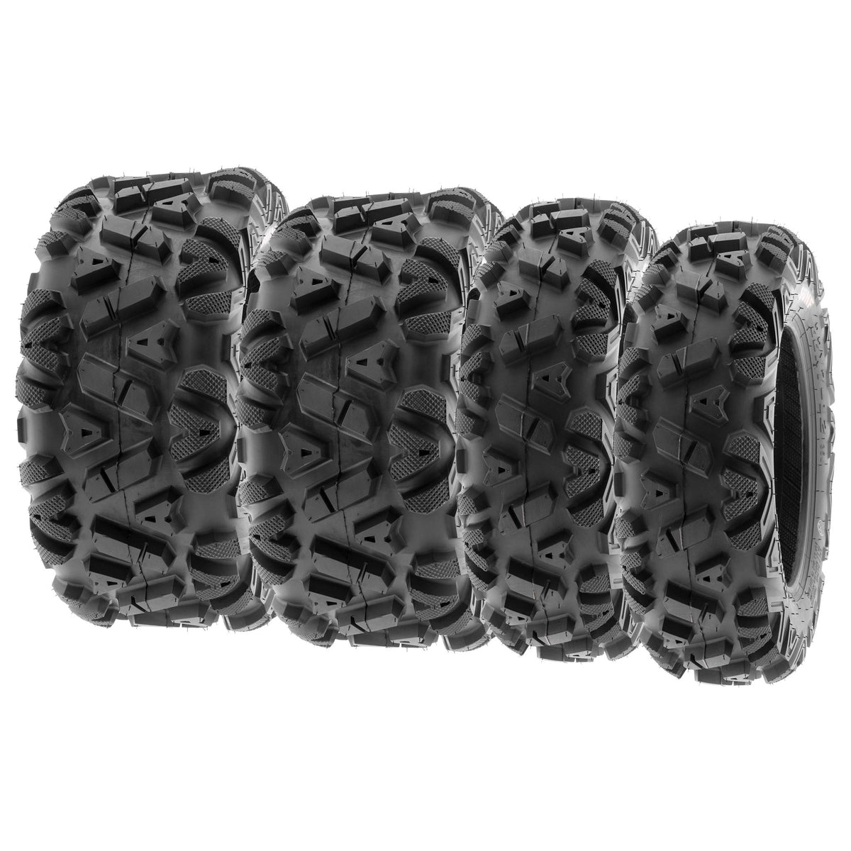 Set Of 4 New All Terrain 6 Pr Tires Two Of Front 25X8-12 And Two Of Rear 25X10-12 Atv Utv Tires - A033 Power I [ 25X8X12 & 25X10