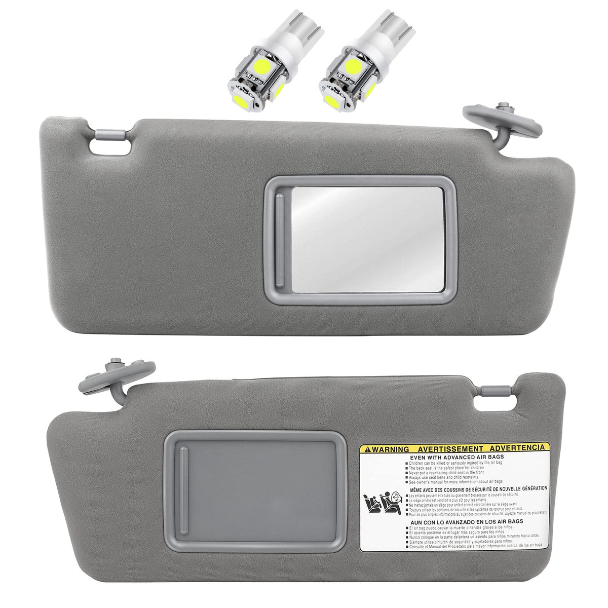 Scitoo Left & Right Sides Sun Visor Assembly Fit For 2005-2011 For Toyota For Tacoma Without Sunroof (Gray)
