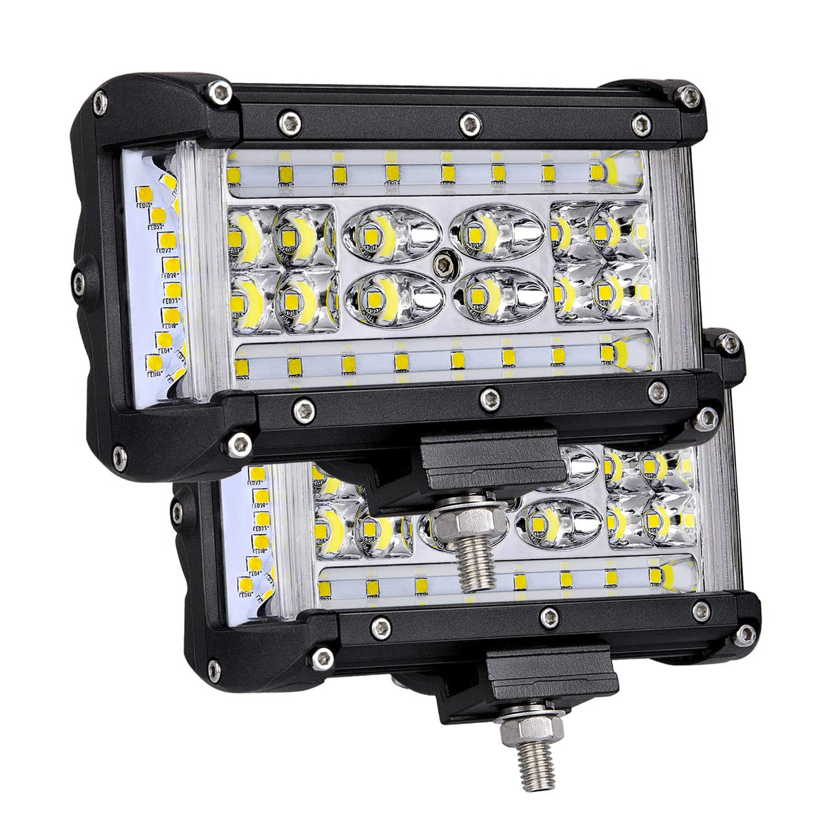 Led Pod Lights, Muto-Beam 5 Inch Dually Sided Side Shooter Quad Row Led Fog Lights Led Spot Flood Combo Lights Bar Waterproof Off Road Lighst Led Work Lights For Truck Utv Atv Suv Boat, 3 Year Warrant