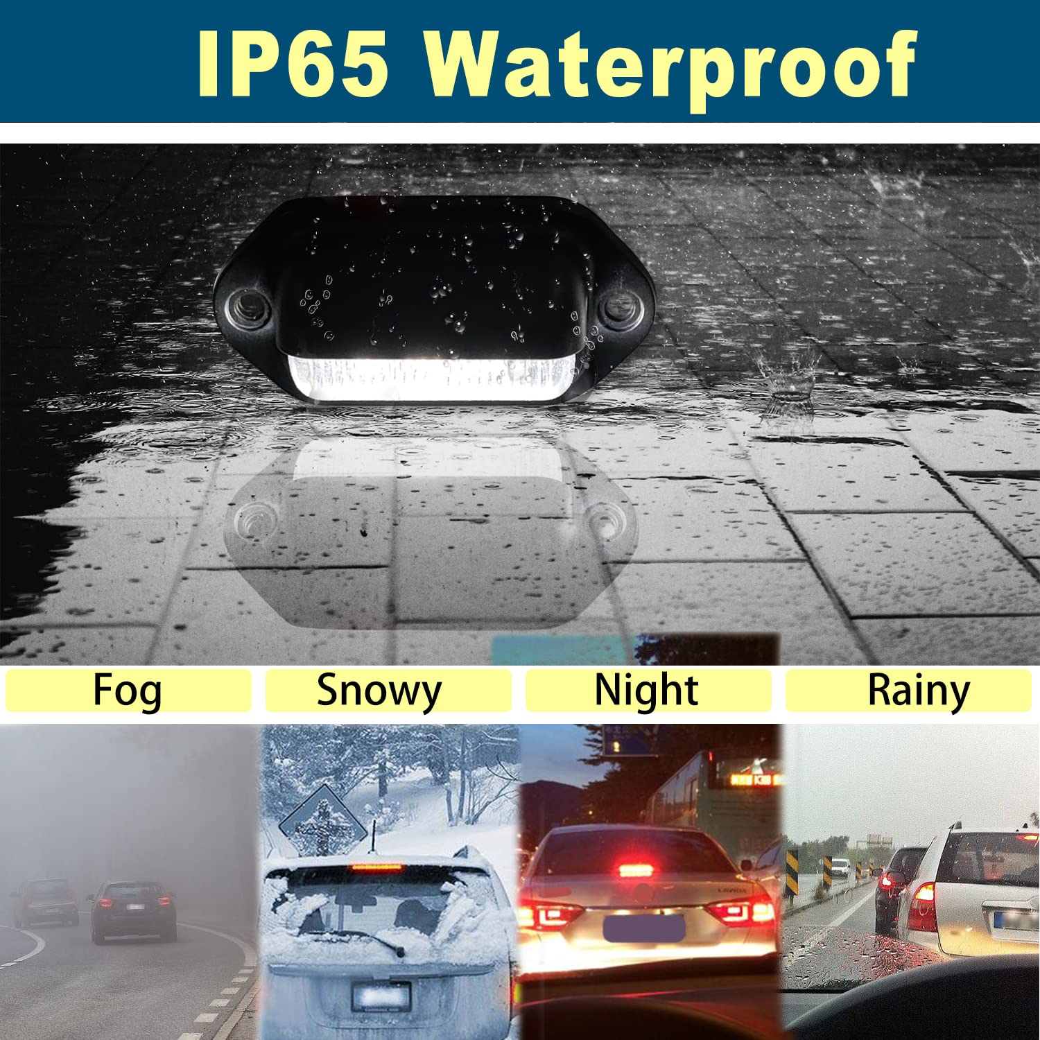 8Pcs Xenon White Led License Plate Light, 12V-24V Dc Waterproof 6-Smd License Plate Lamp Taillight, For Truck Suv Trailer Van Rv