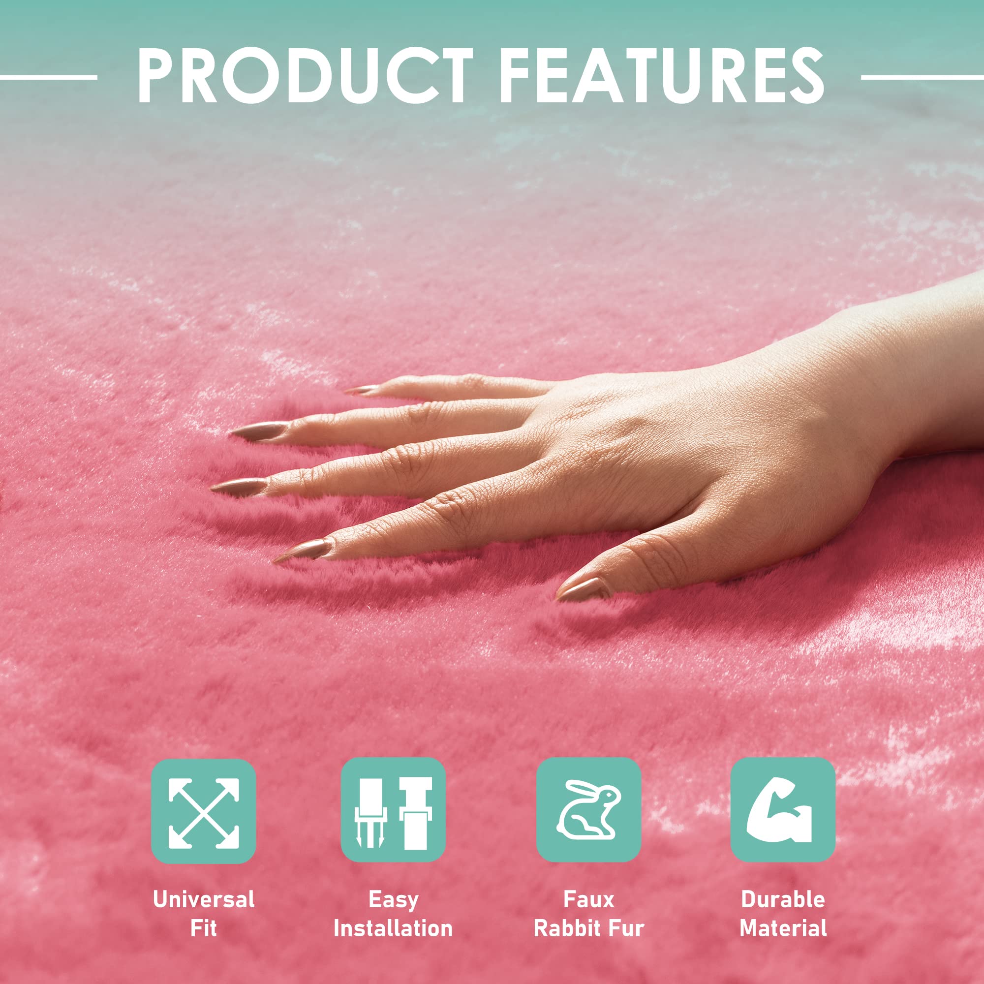 FH Group Front Set Faux Rabbit Fur Car Seat Cover Cushions, Universal Fit, Airbag Compatible, Seat Cover for SUV, Sedan, Van, Pi