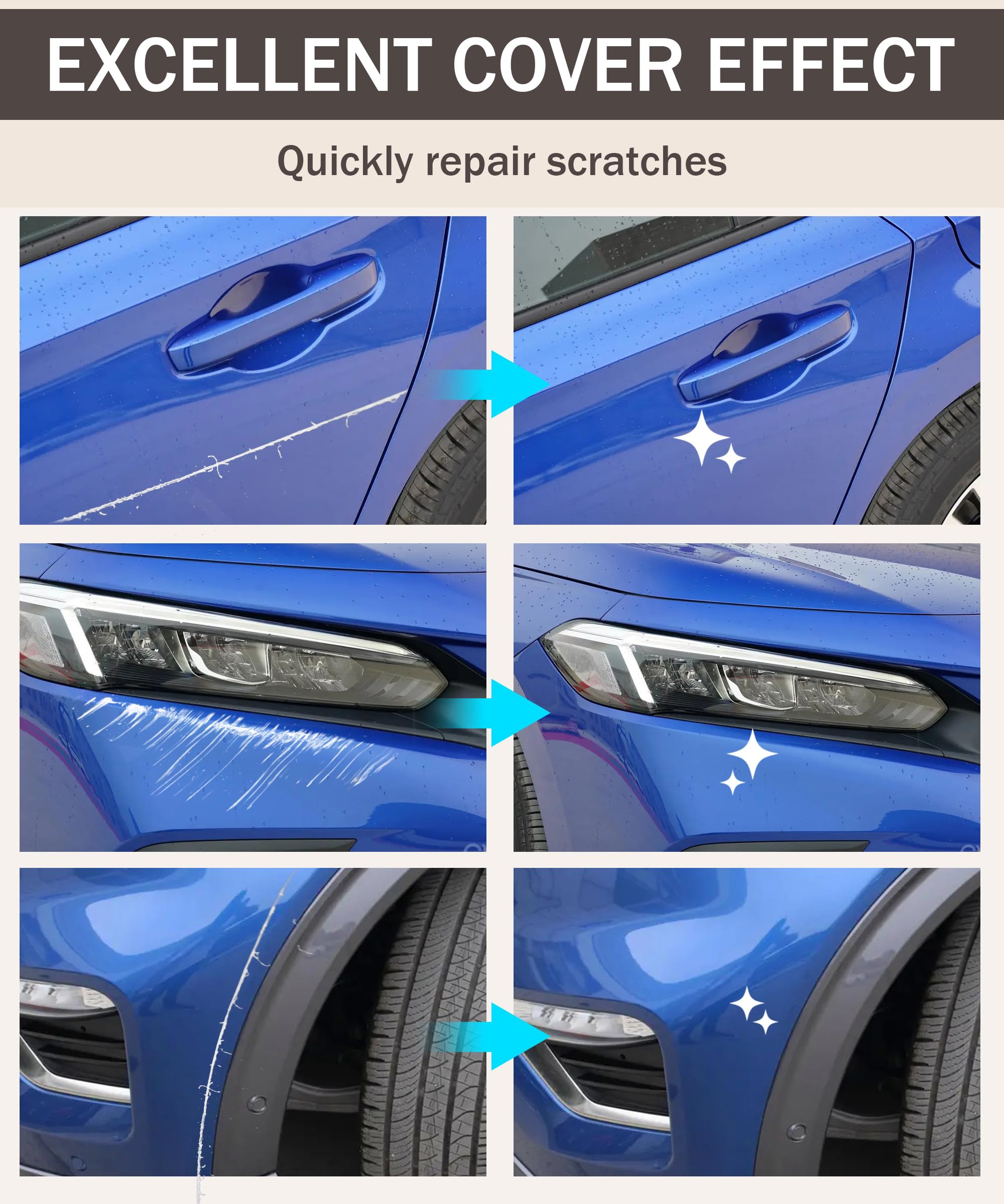 Bylikeho Touch Up Paint Pen - Erase Car Scratches, Car Paint Scratch Repair, Quick and Easy Repair (Blue)