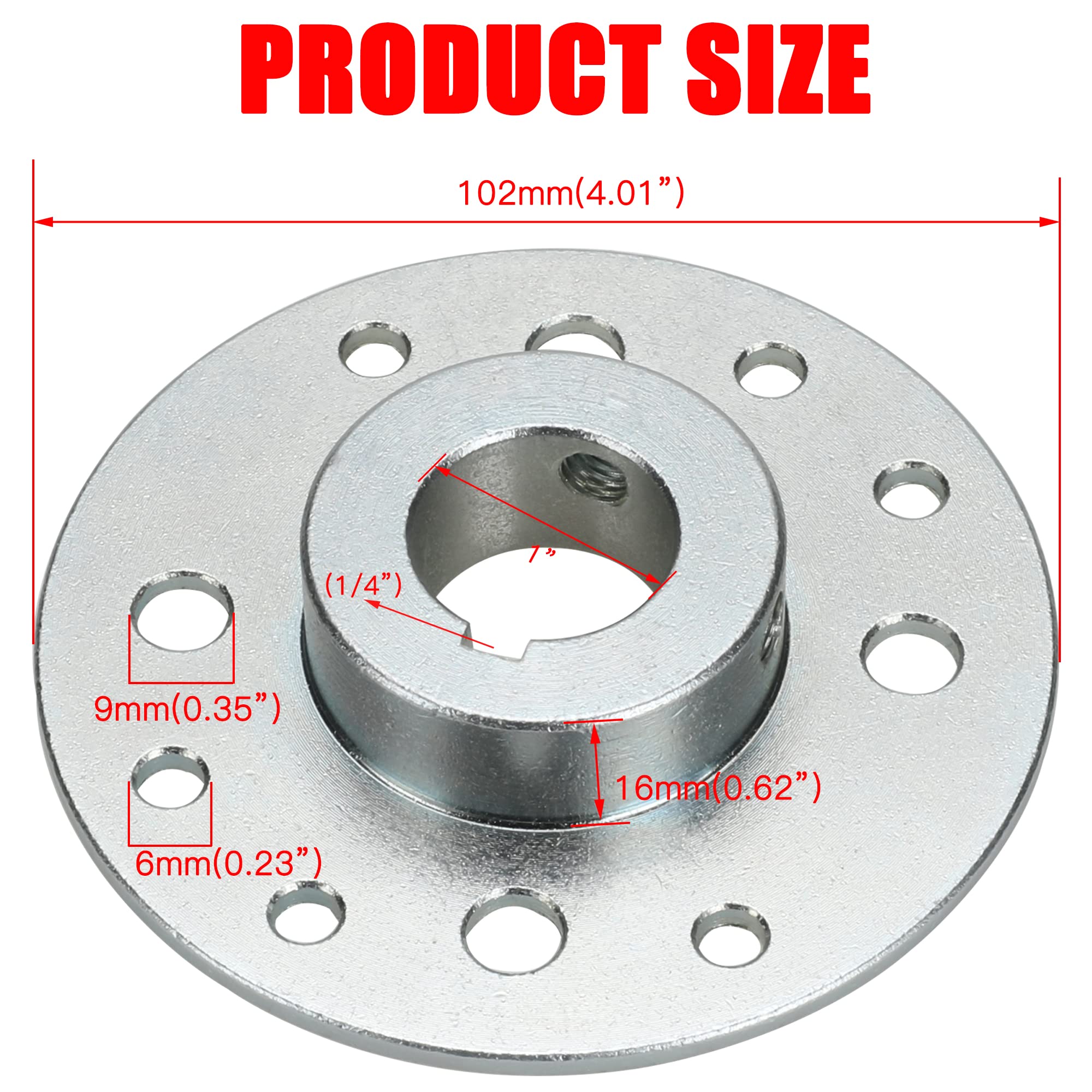 Grehua Rear 4' Drum Brake Band Pin Brake Cable Steel Sprocket Brake Hub Adapter 1' Bore 1/4' Keyway For Manco Azusa Predator 212Cc 196Cc 6.5Hp Dune Buggies Drift Trike Heavy Duty Go Kart Cart Parts