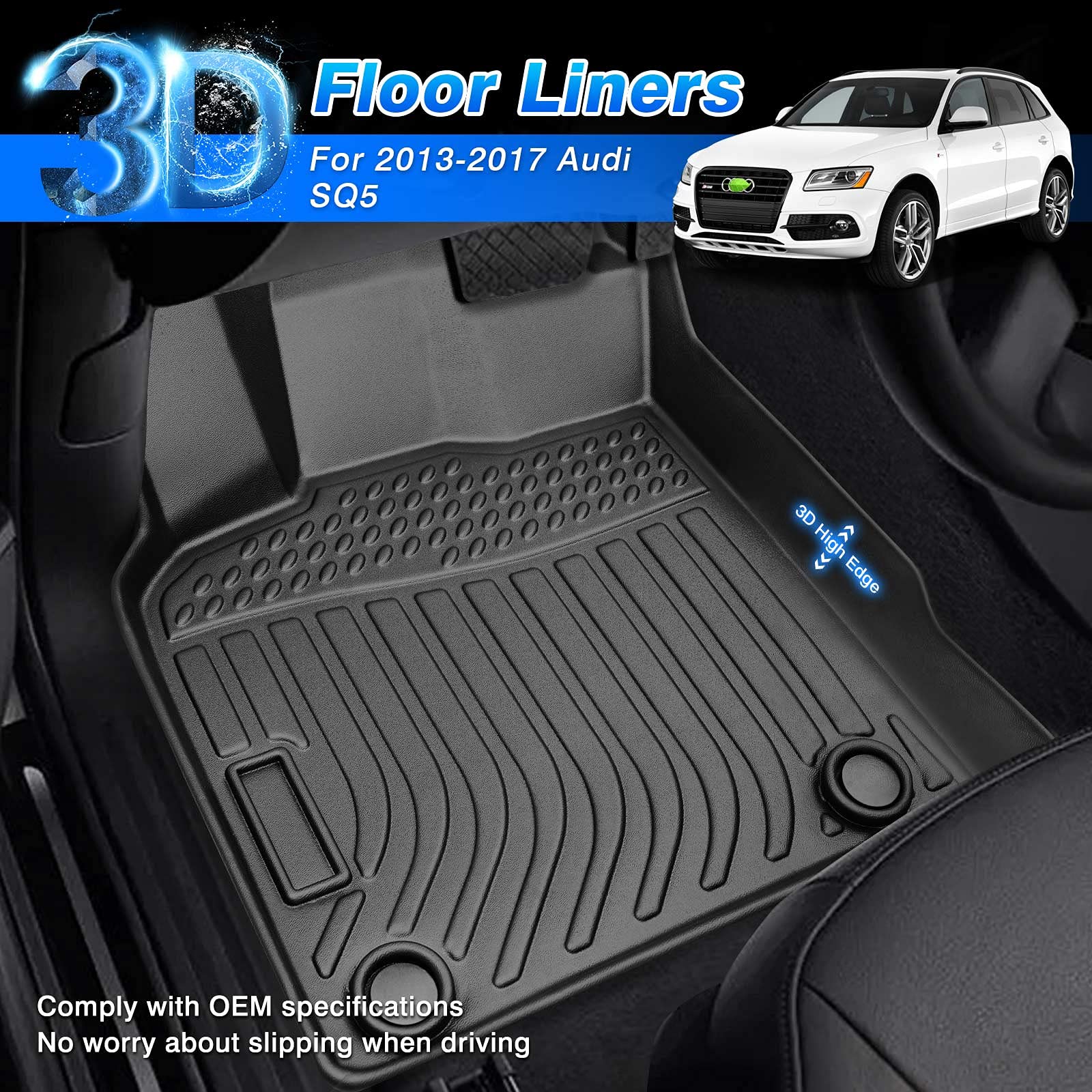Cartist Custom Fit For Floor Liners Audi Q5 2009 2010 2011 2012 2013 2014 2015 2016 2017/2013-2017 Sq5 All Weather Floor Mats Carpet Protection Tpe Odorless