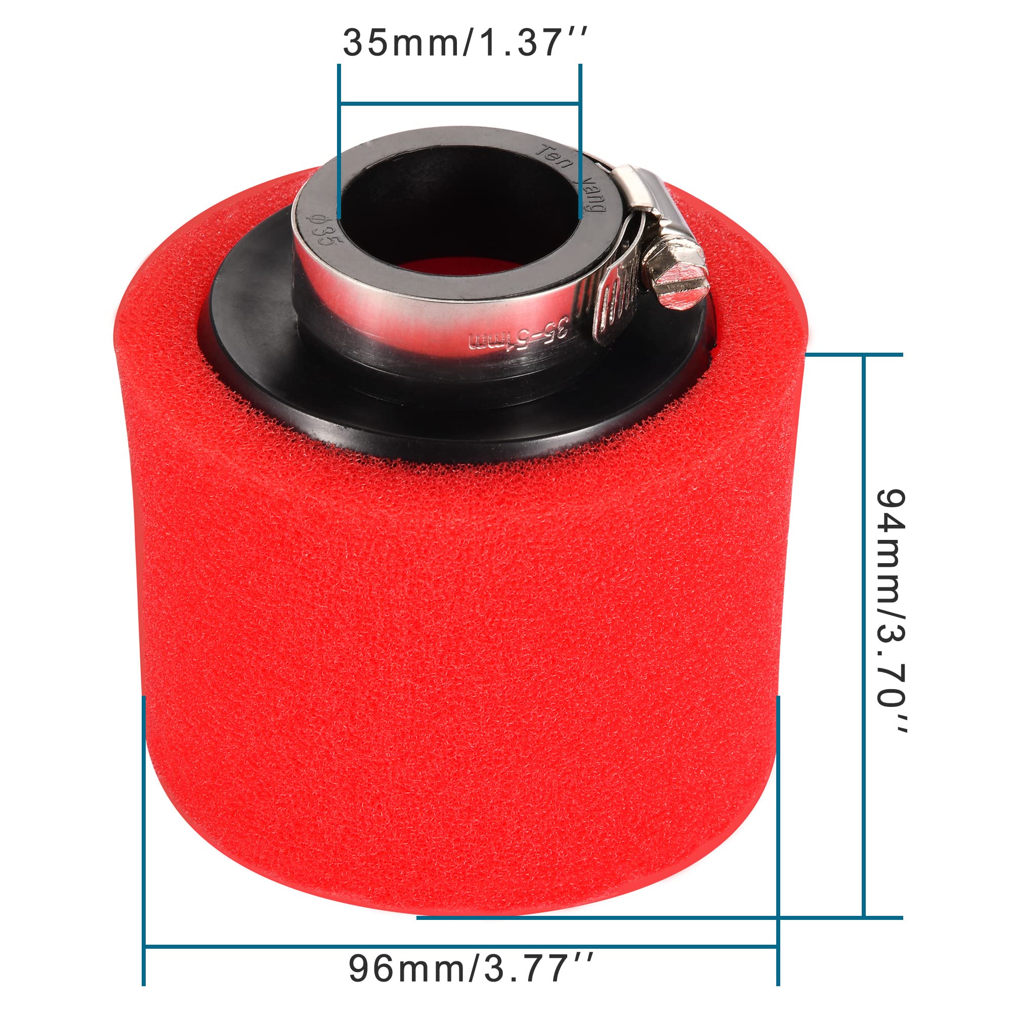 Goofit 35Mm/1.37'' Red Double Foam Pod Air Filter Replacement For 50Cc 70Cc 90Cc 125C Most Motorcycles Atv Mopeds Dirt Bikes Rac
