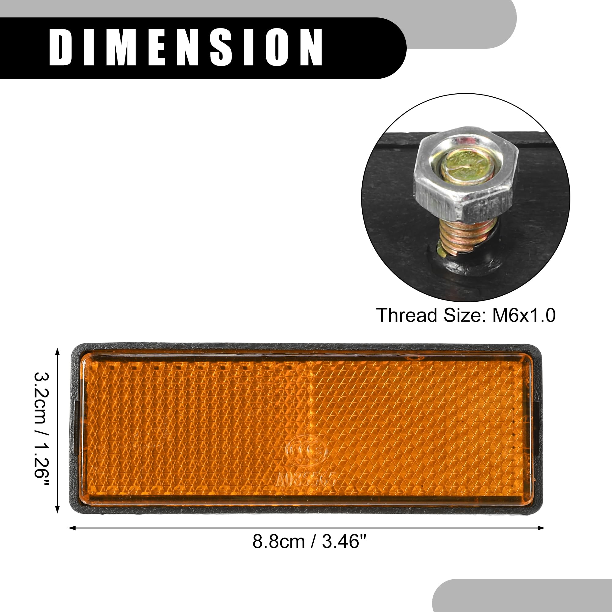 Partuto 4pcs 3.46''x1.26'' Universal Reflector - Rectangle Motorcycle Bike Safety Reflector Increase Visibility and Safety on Th