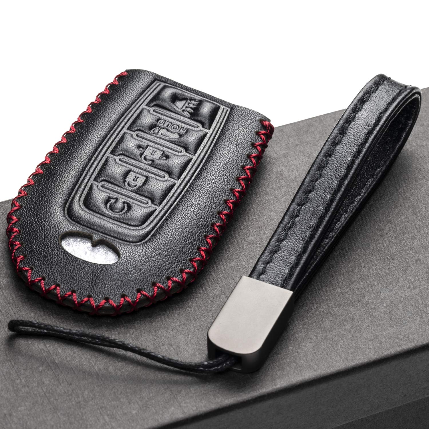 Vitodeco Leather Smart Key Fob Case Cover Protector Compatible for 2018-2023 Infiniti QX60, QX50, 2022-2023 Infiniti Q50, Q60, 2