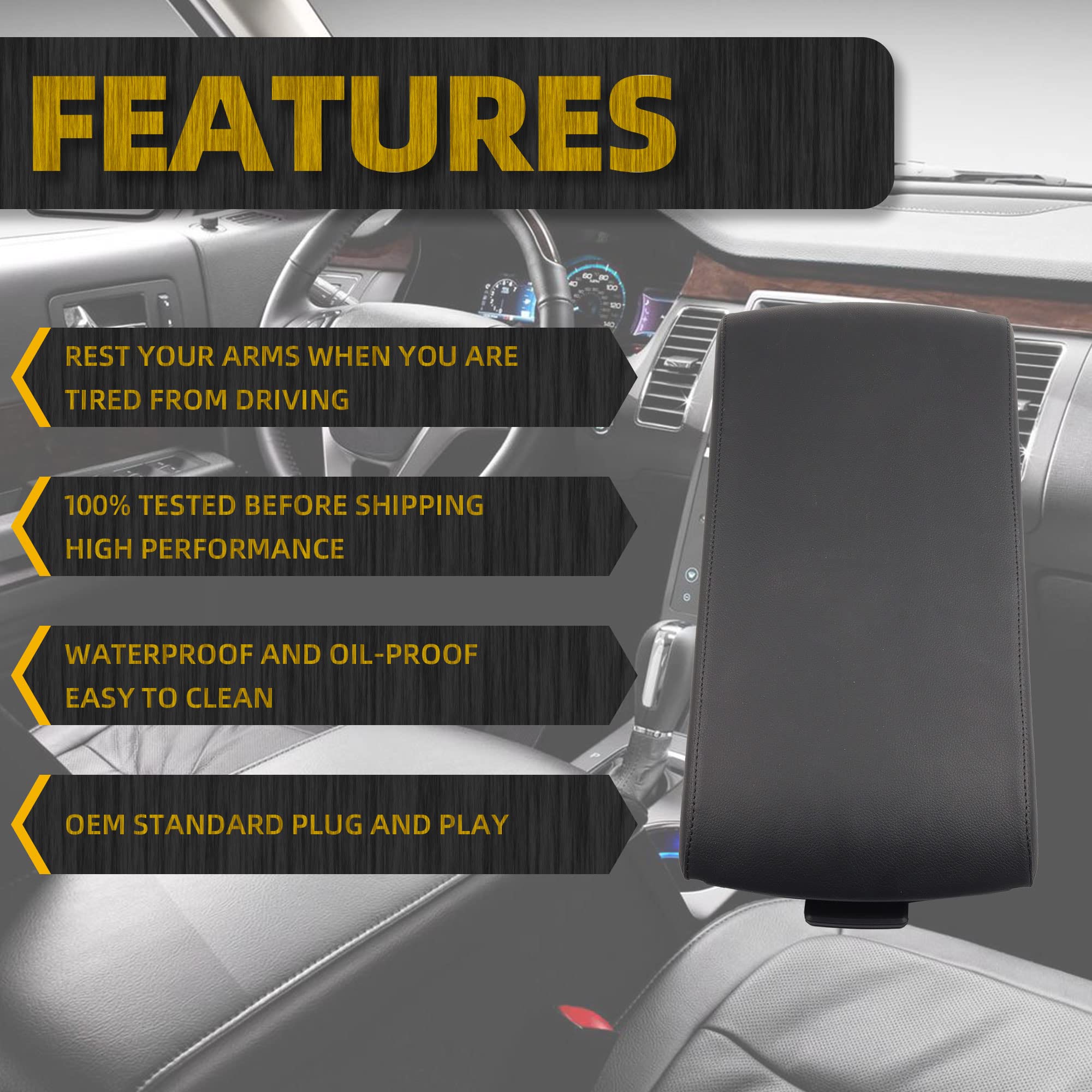 Dasbecan Center Console Armrest Cover Lid Compatible With Ford Flex 2013 2014 2015 2016 2017 Replaces 7406024-Aa Fa8Z7406024Aa