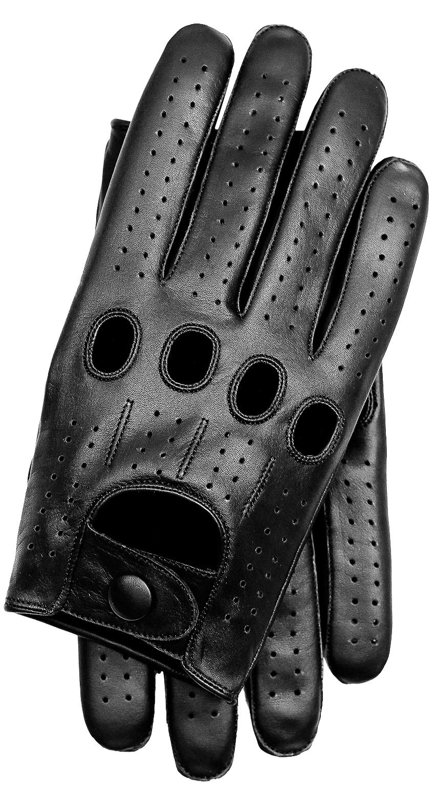 Riparo Genuine Leather Full-Finger Driving Gloves (Large, Black)