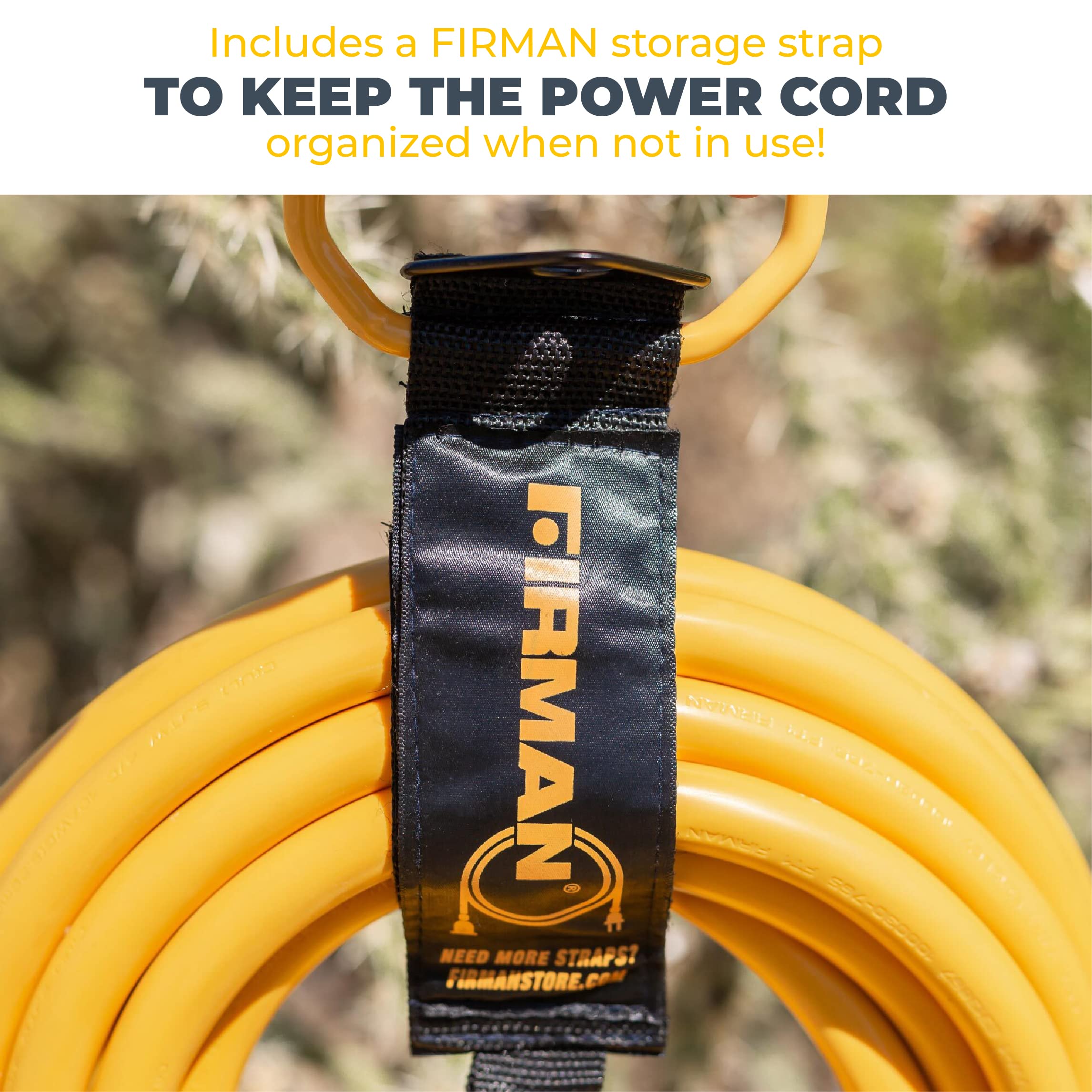 Firman Power Cord with Storage Strap, 10AWG with Circuit Breaker, 30 AMP Wiring, Fully Insulated Extension Cord, L14-30P to 5-20R (4 Outlets), Pack of 1, 25 ft.