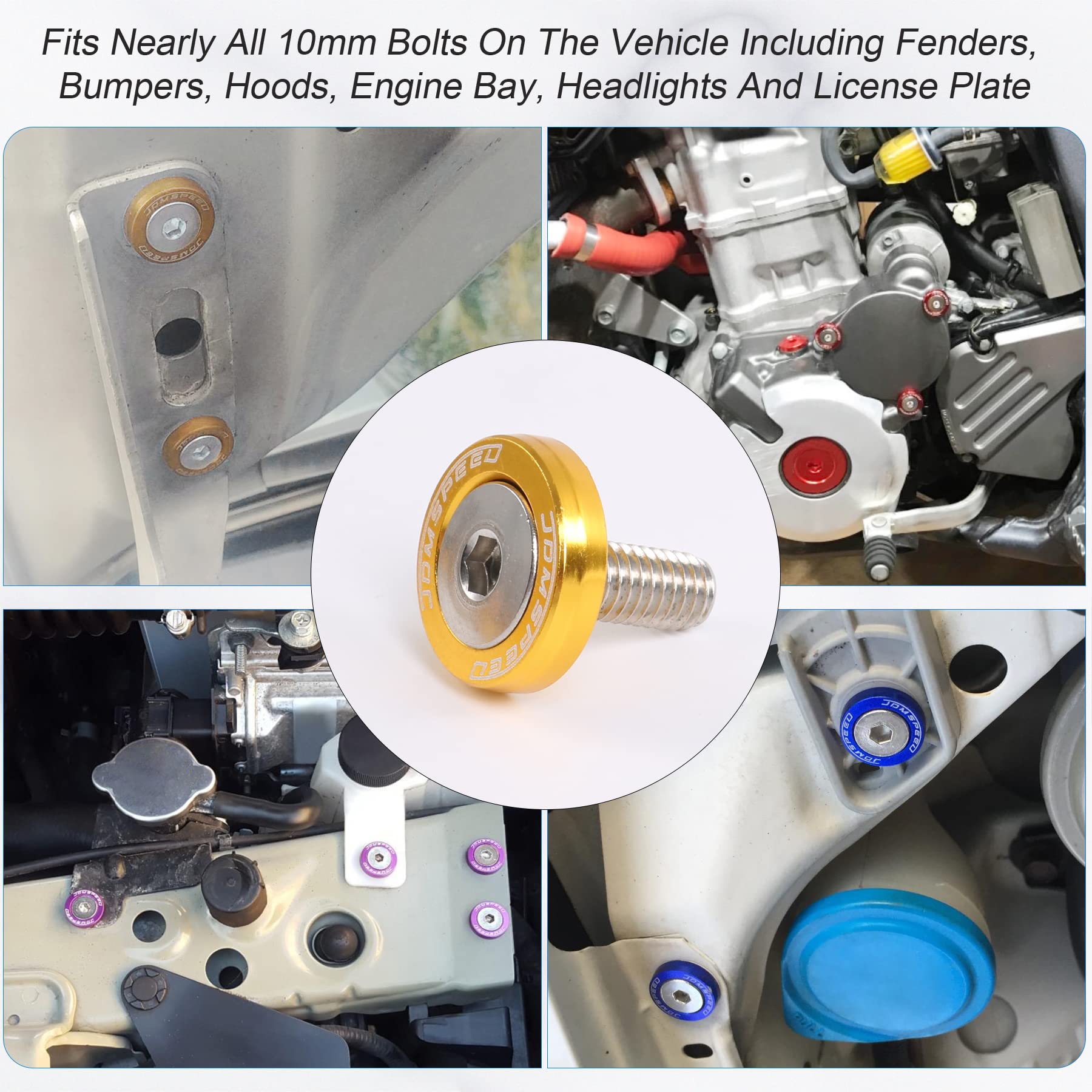 Jdmspeed 20 Pcs Gold Cnc Billet Aluminum Fender Washer Engine Bay Dress Up Kit