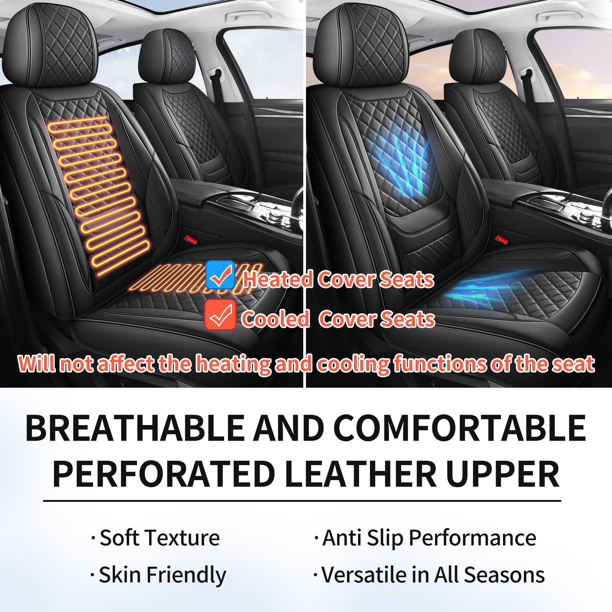 Chezope Car Seat Covers Front Pair Set Universal Fit for Most Cars SUV Sedans Trucks Automotive Seat Cover Accessories Waterproo