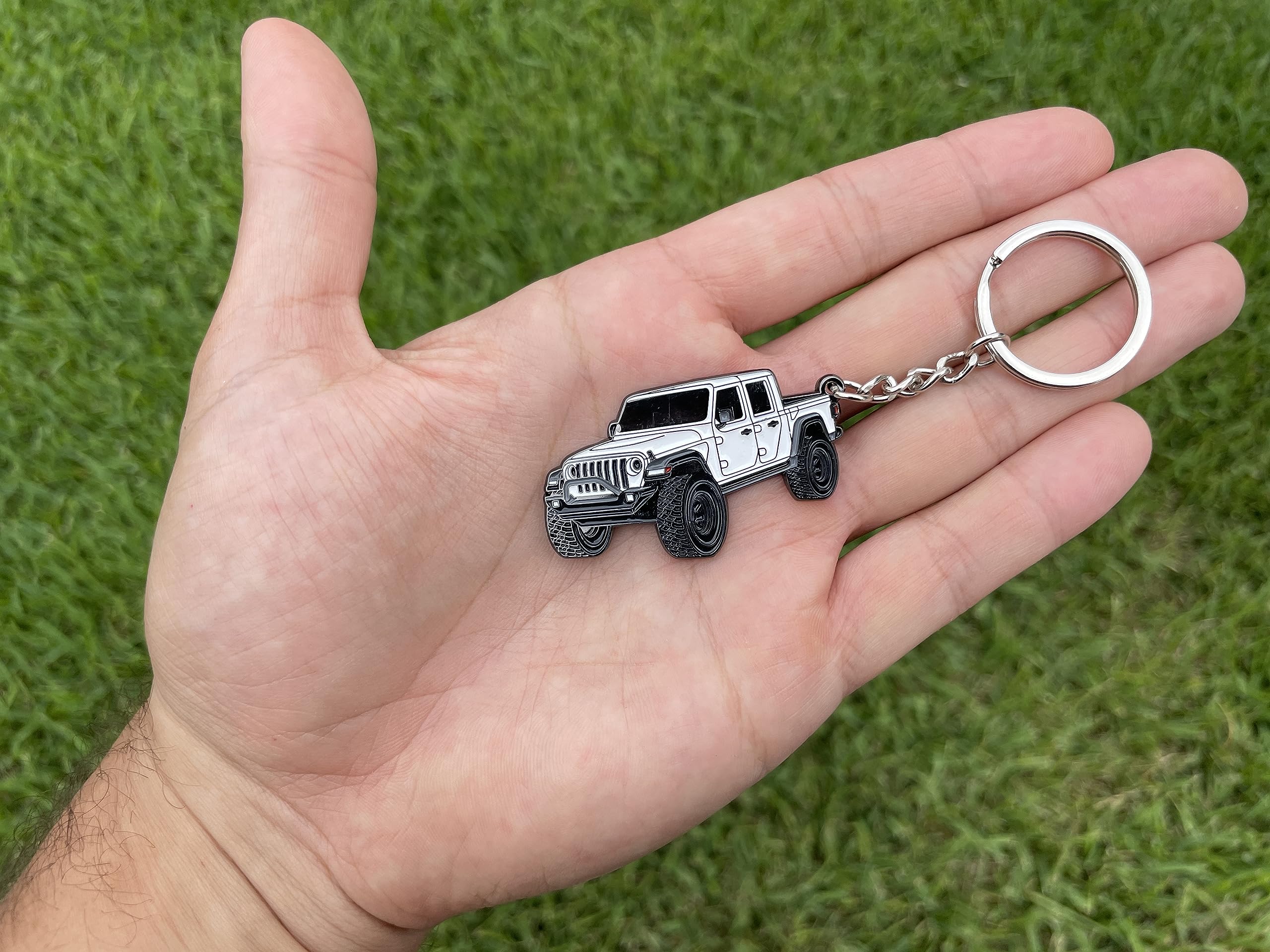 FOUR WHEEL BEAST Jeep Gladiator Keychain - Officially Licensed Jeep Accessories Key Chain Fob Cover Mods 2020-2024 (White)