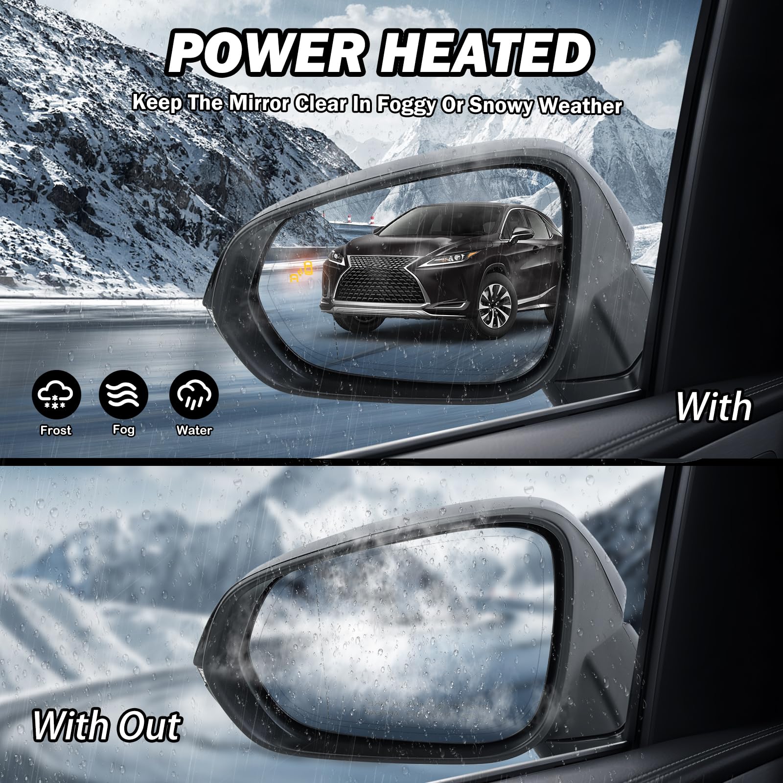 MOFOAP Left Driver Side Mirror For 2016-2022 Lexus RX350 2018-2022 RX350L RX450h RX450hL Mirrors with Blind Spot Indicator,Heate