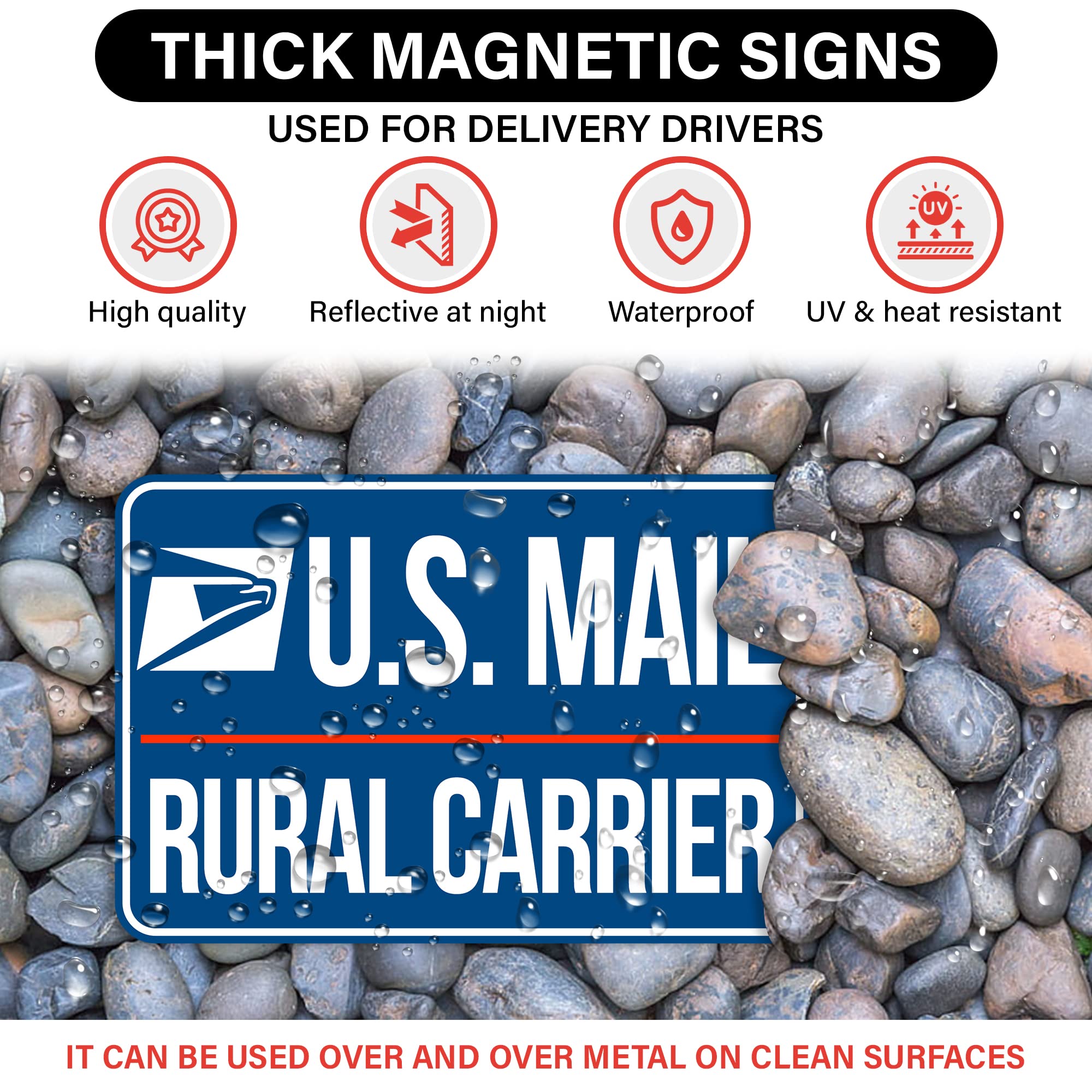 Lumiere Tech 3 Pack Heavy Duty U.S. Mail Delivery Driver Magnetic Signs Rural Delivery Carrier Magnets 2(12''  8'') 1(11''  3'')