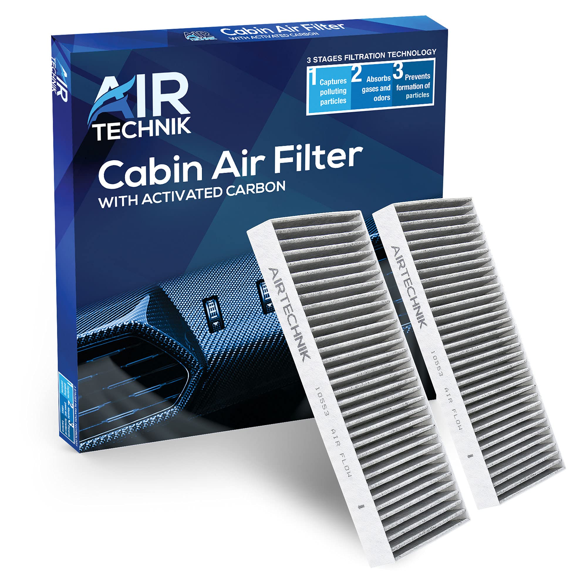 AirTechnik CF10553 Cabin Air Filter w/Activated Carbon | Fits Nissan Frontier 05-21, NV1500/NV2500/NV3500 12-15, Pathfinder 05-1
