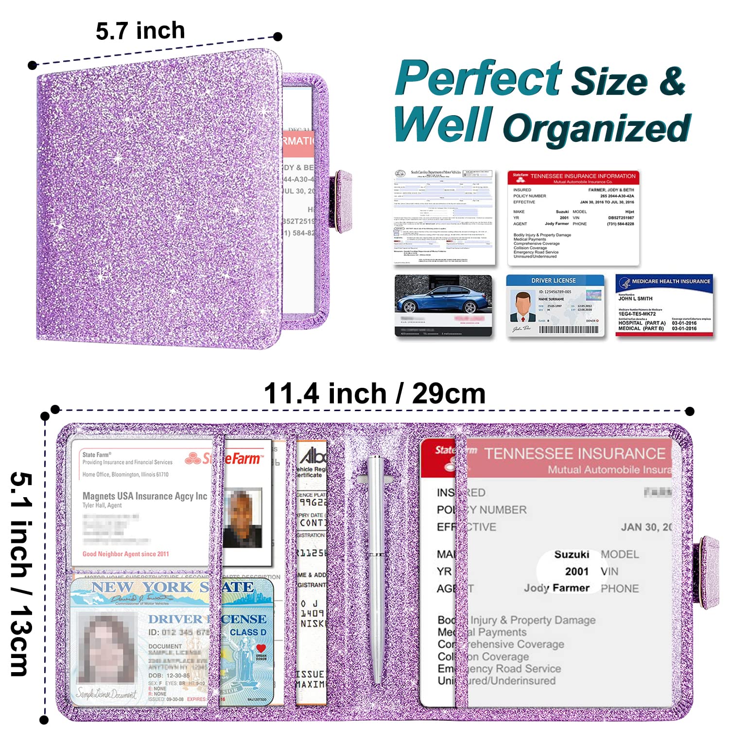 Yaviv Car Registration And Insurance Holder, Vehicle Glove Box Car Organizer With Magnetic Closure, Auto Truck Comparment Access