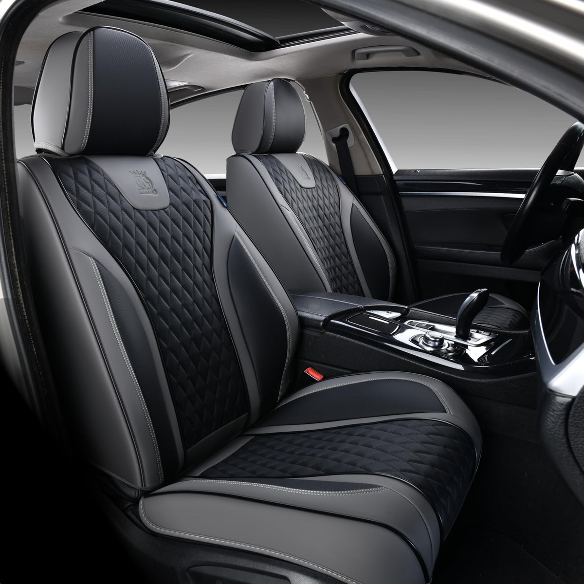 Doogo Leather Seat Covers, Automotive Seat Covers 2PCS,Waterproof Front Seat Cover for Cars, Luxury Leatherette Car Seat Cushion