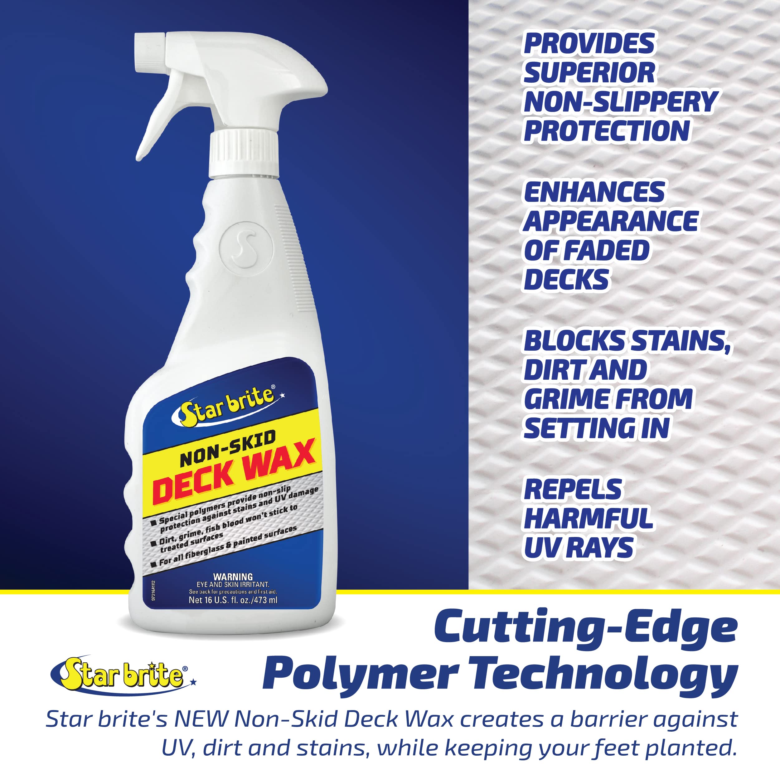 STAR BRITE Non-Skid Deck Wax Spray, 16 OZ - Clear Non-Slip Protection from Stains & UV Damage, Model 097316