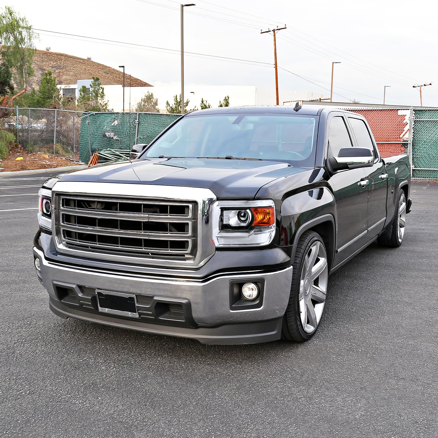 SPEC-D TUNING Chrome Housing Clear Lens Projector Driver Left Side Headlight Compatible with 2014-2015 GMC Sierra 1500 2500 3500 Base/Denali/SLE/SLT