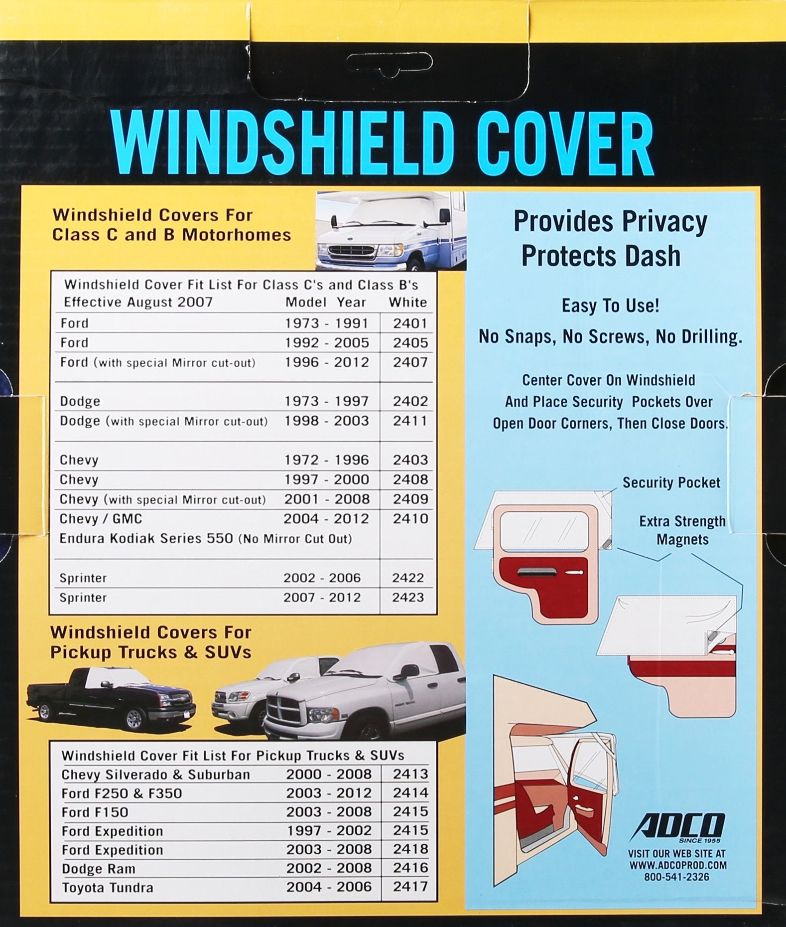 Adco 2401 Polar White Windshield Cover