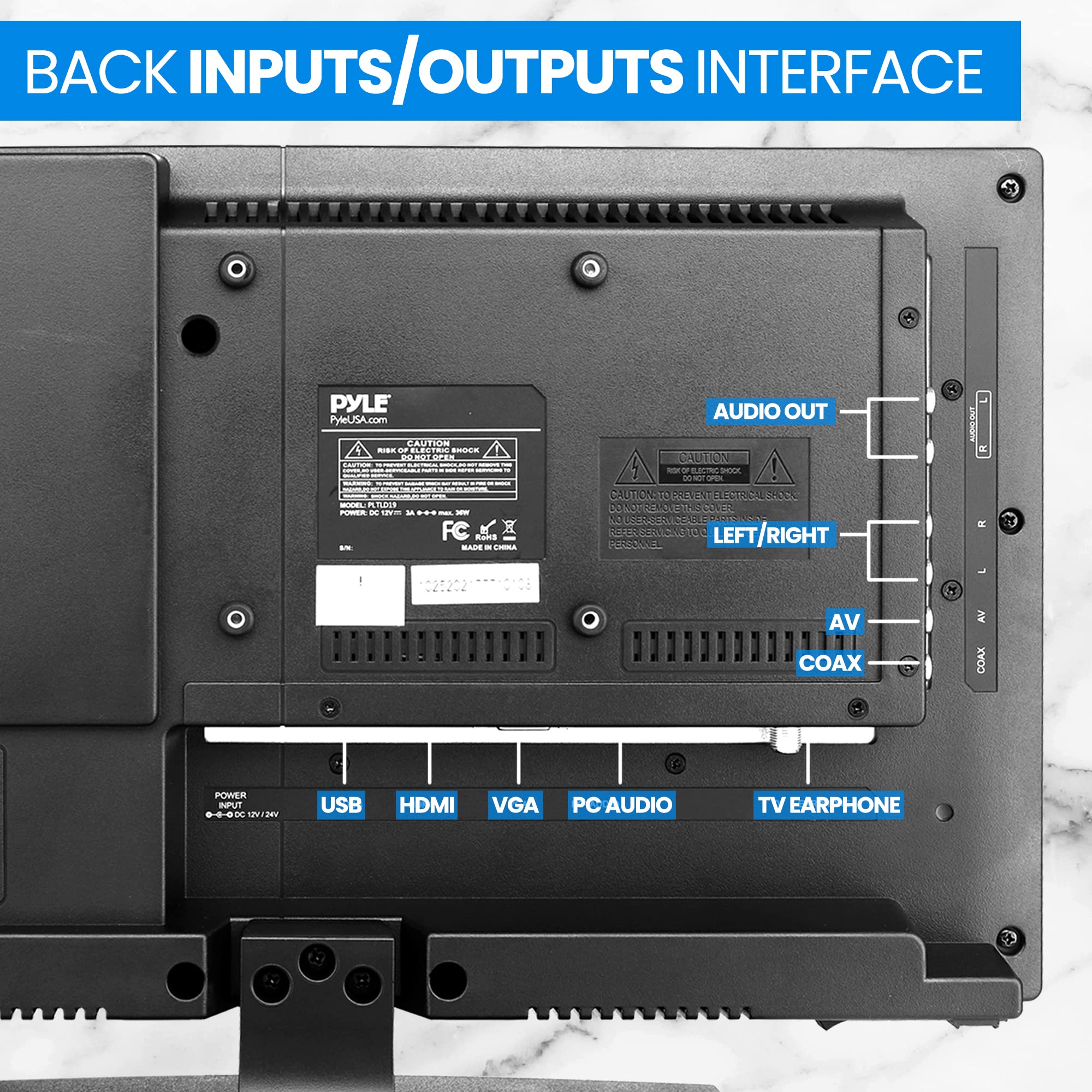 Pyle 18.5 Inch 1080p LED RV Television - Slim Flat Screen Monitor FHD Small TV w/HDMI, RCA, Multimedia Disk/DVD Combo, 12/24 Vol