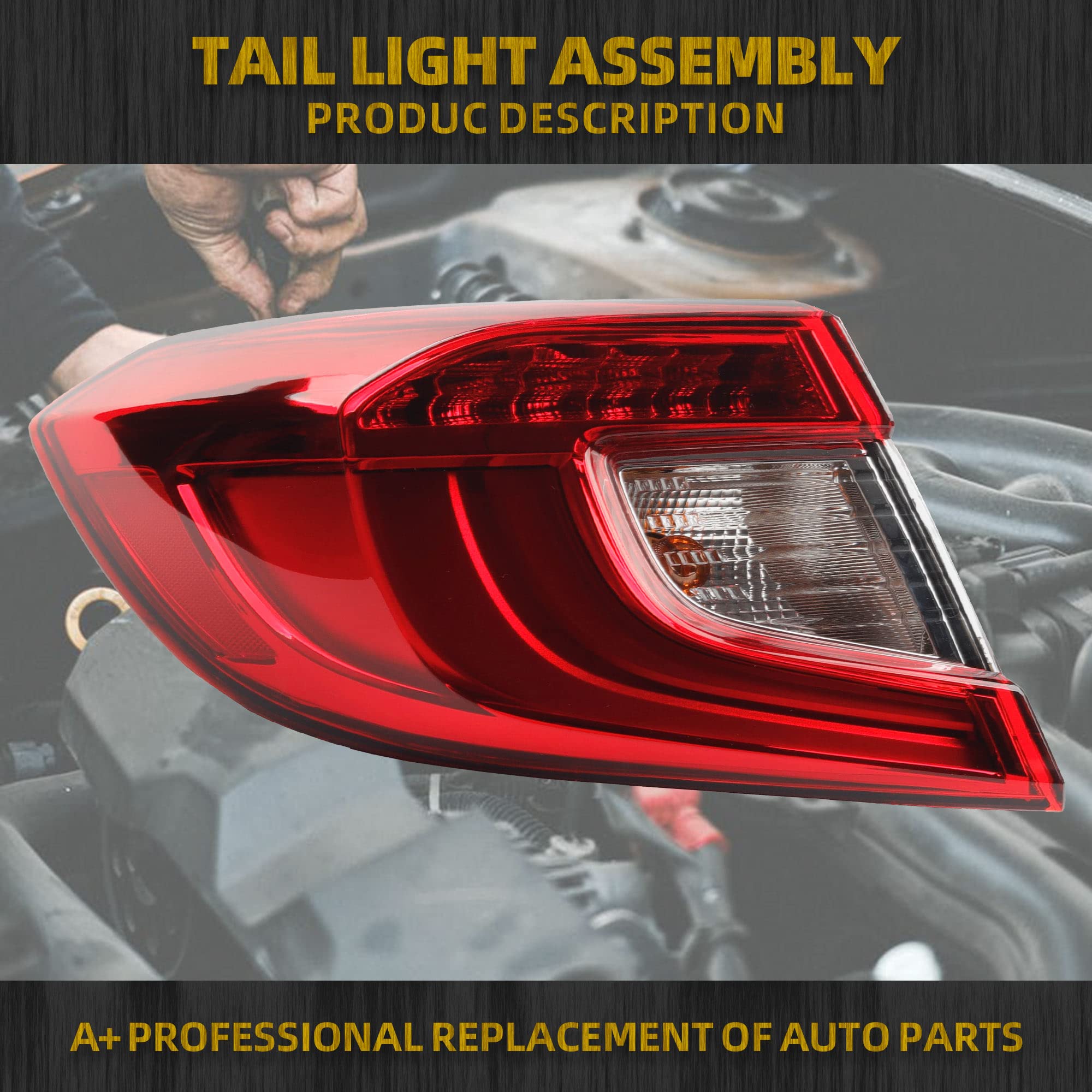 Dasbecan Left Driver Side Led Tail Light Assembly Compatible With 2018 2019 2020 2021 Honda Accord Sedan Rear Brake Lamp Taillig