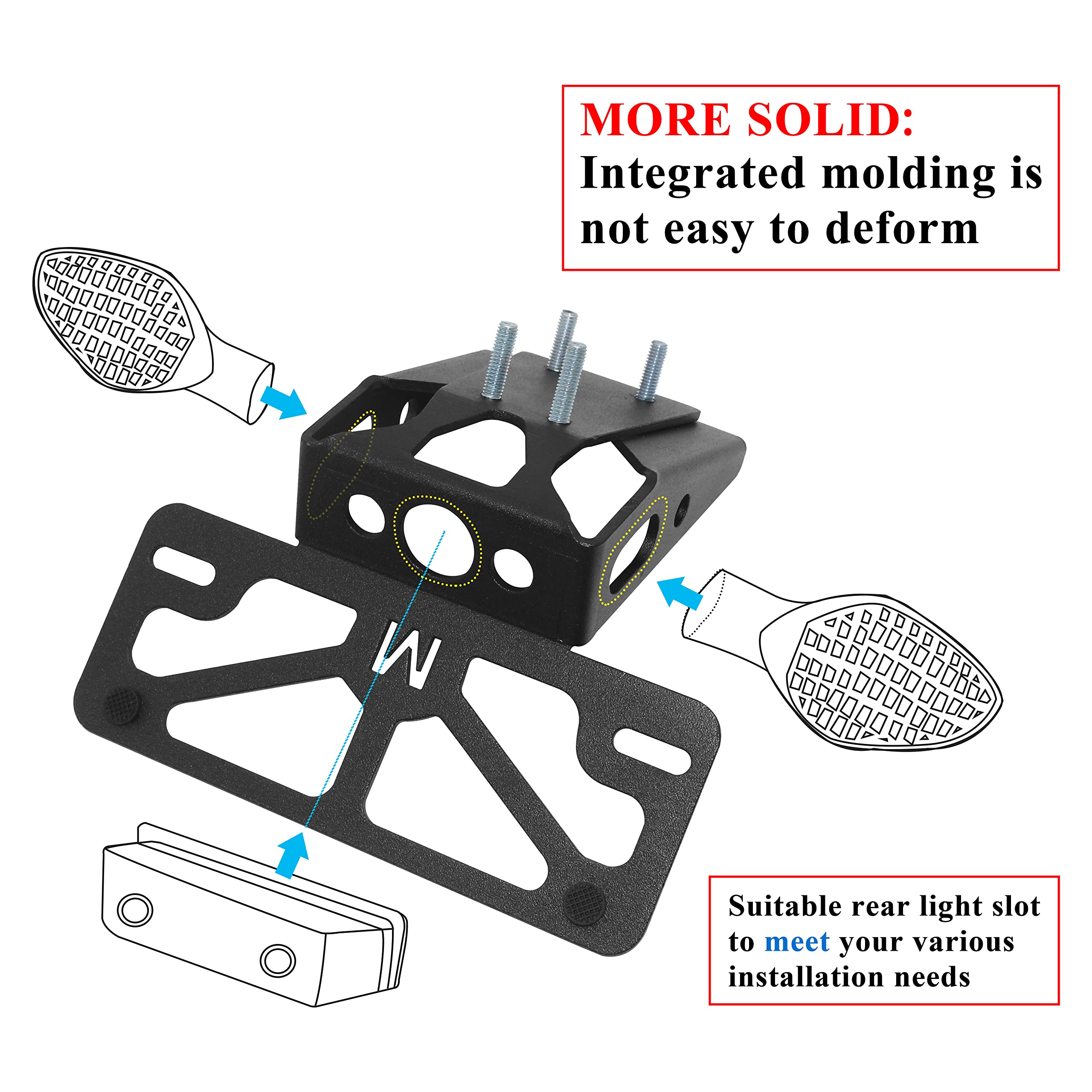 Motorcycle License Plate Bracket Fender Eliminator Kit Vm-H510 Compatible With Honda Cbr500R / Cb500F (2016+)