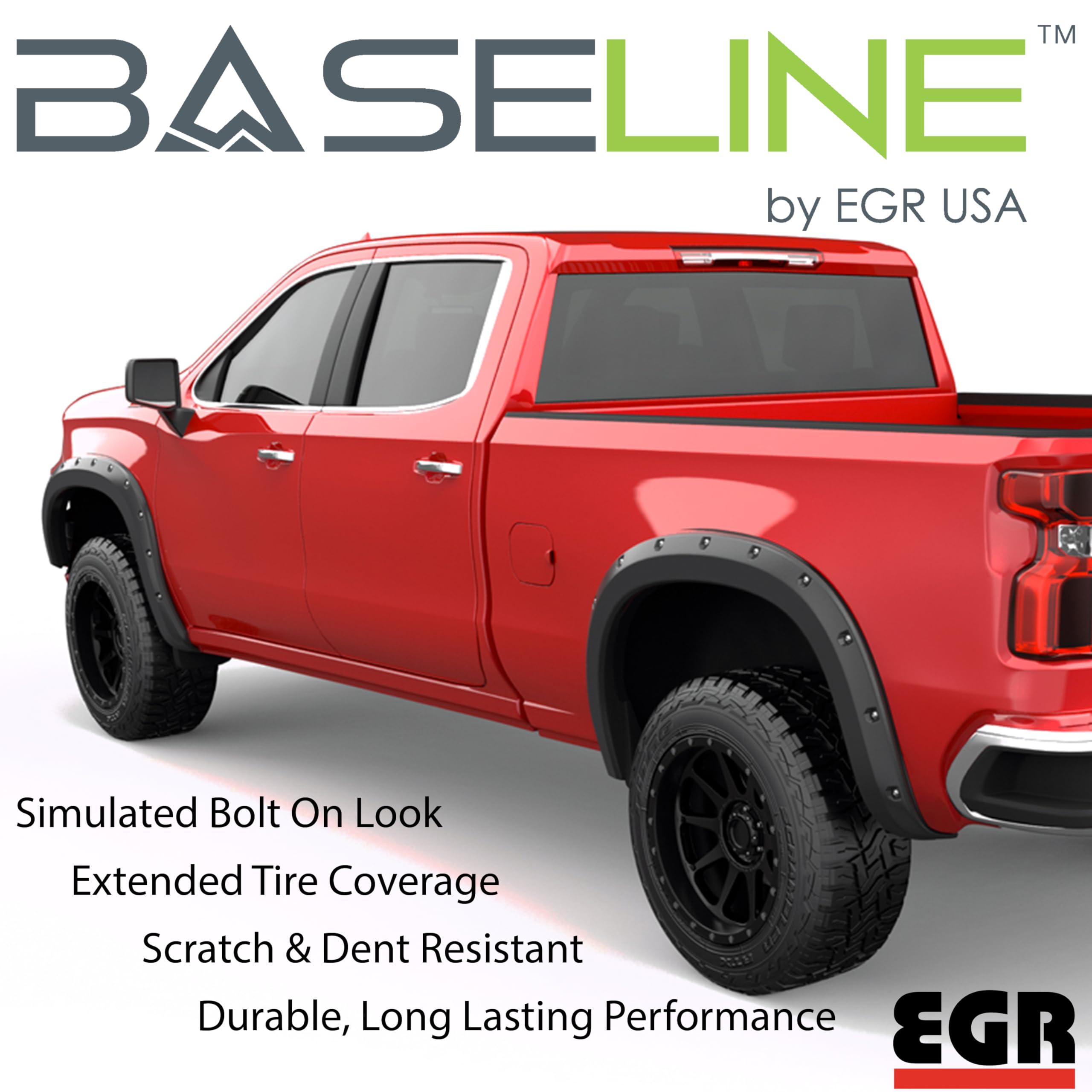 EGR BLF1002 - Baseline Series Fender Flares with Simulated Bolt-on Look - Compatible with 2019-2022 Chevrolet Silverado 1500 (wi