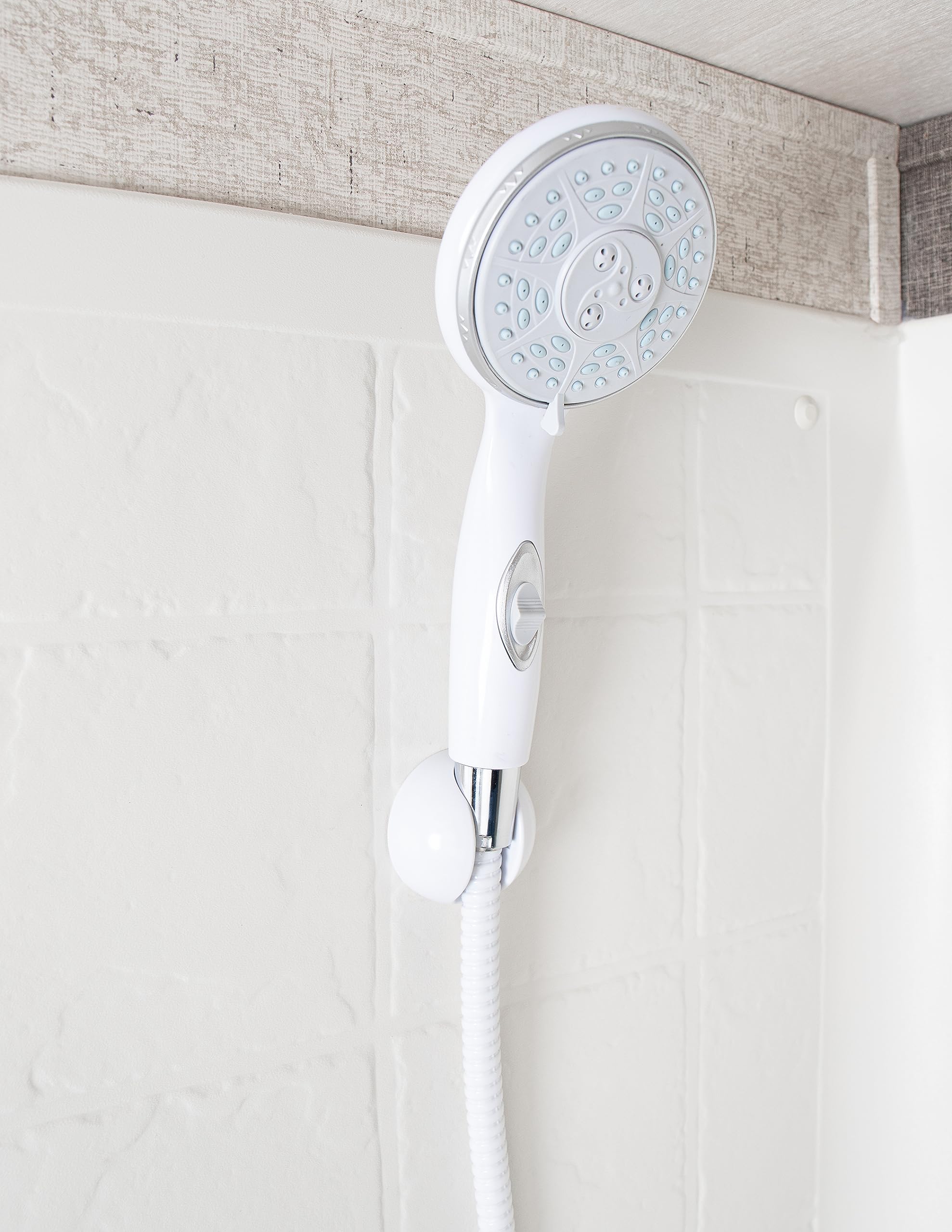 Camco Camper & RV Shower Head - Features Convenient On/Off Switch & 5 Different Spray Patterns - Designed to Conserve Potable Wa