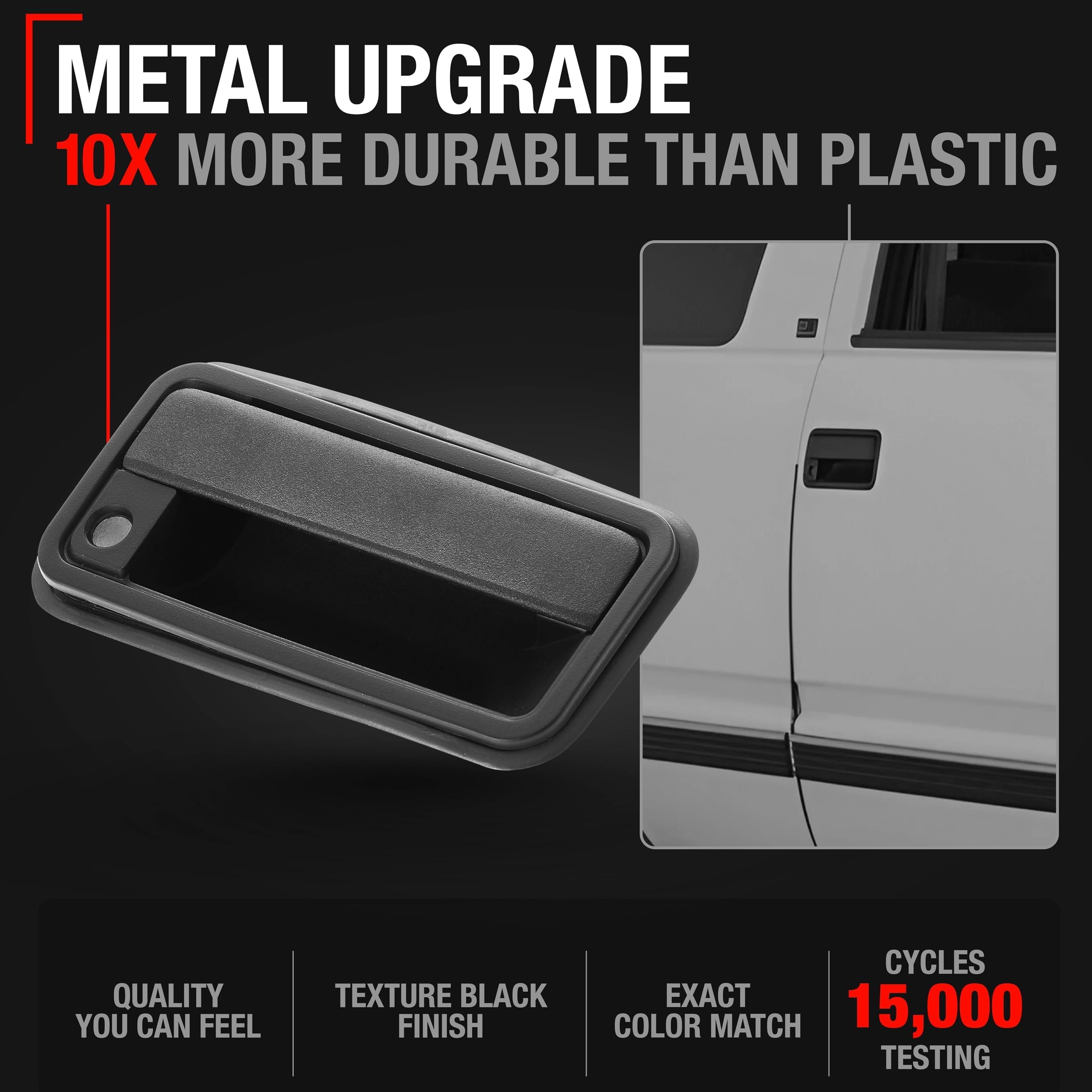 Exterior Front Passenger Door Handle, Upgraded Metal - Compatible With 1994-2002 Chevrolet C/K Silverado Suburban Tahoe Blazer;