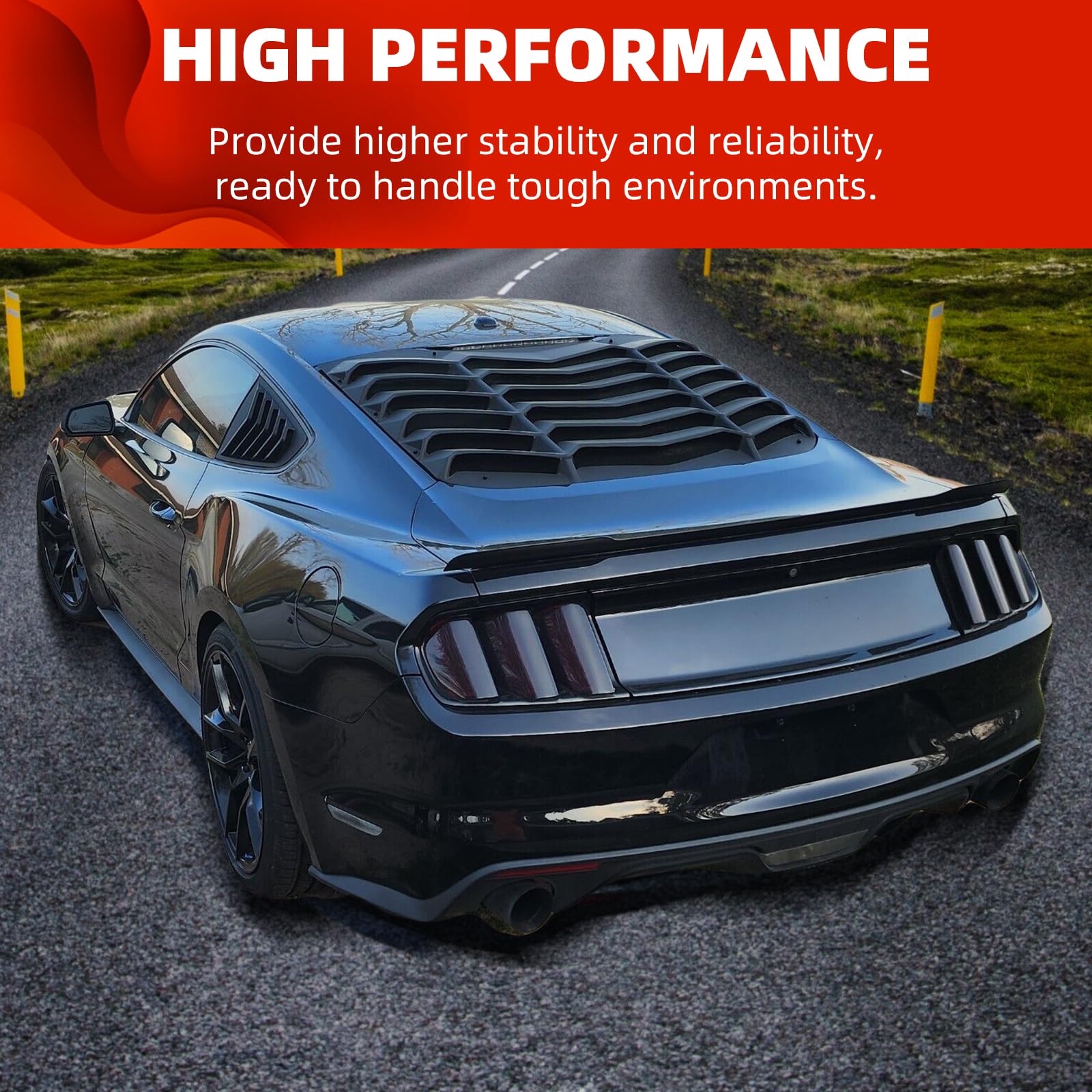 Ecotric Trunk Decklid Trim Panel Compatible With 2015-2023 Ford Mustang Rear Center Trunk Boot Lid Cover Trim - Black