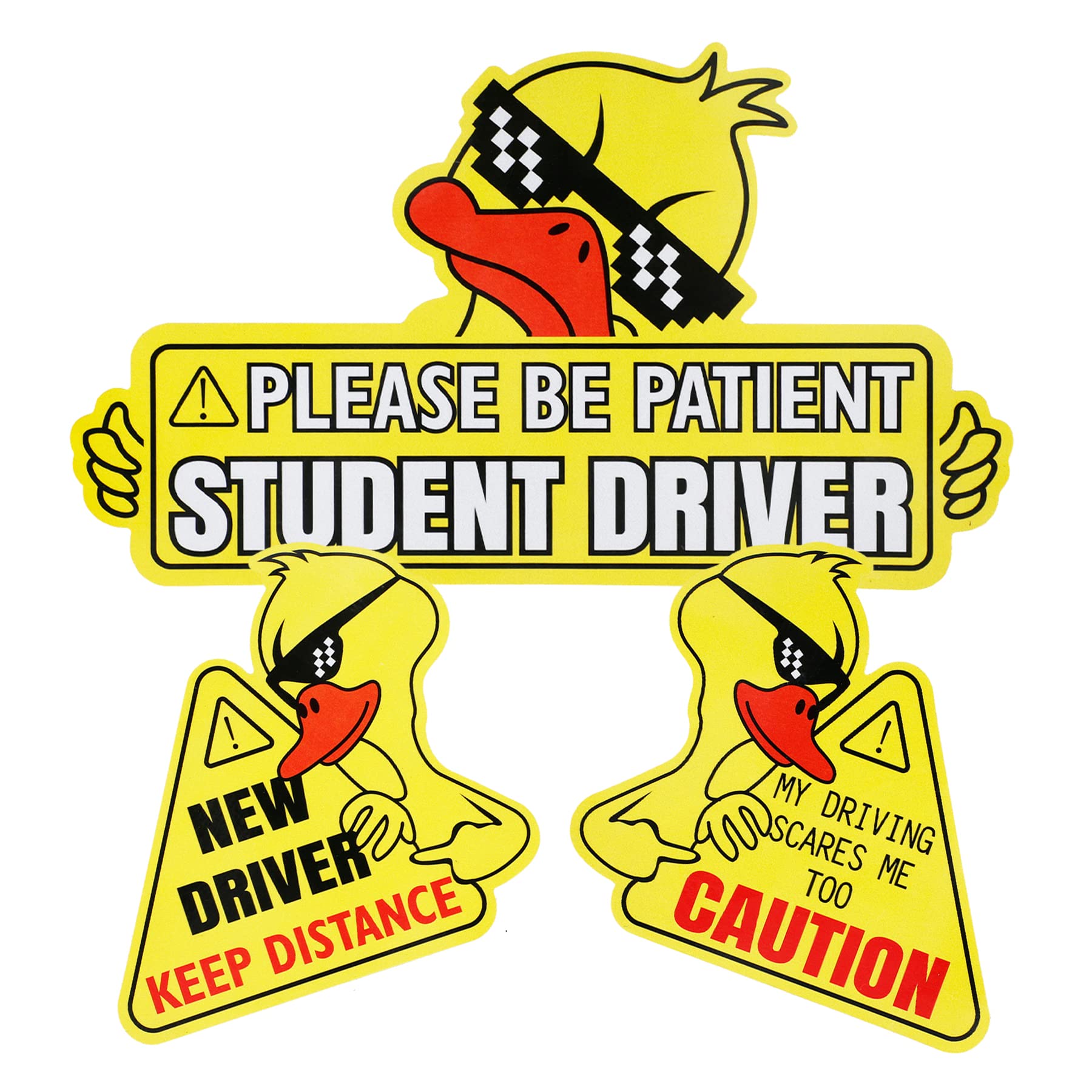 Singaro New Driver Magnet For Car, 3Pcs Cute Duck Car Magnets Student Driver Sign,Car Bumper Student Driver Reflective Sign,Car