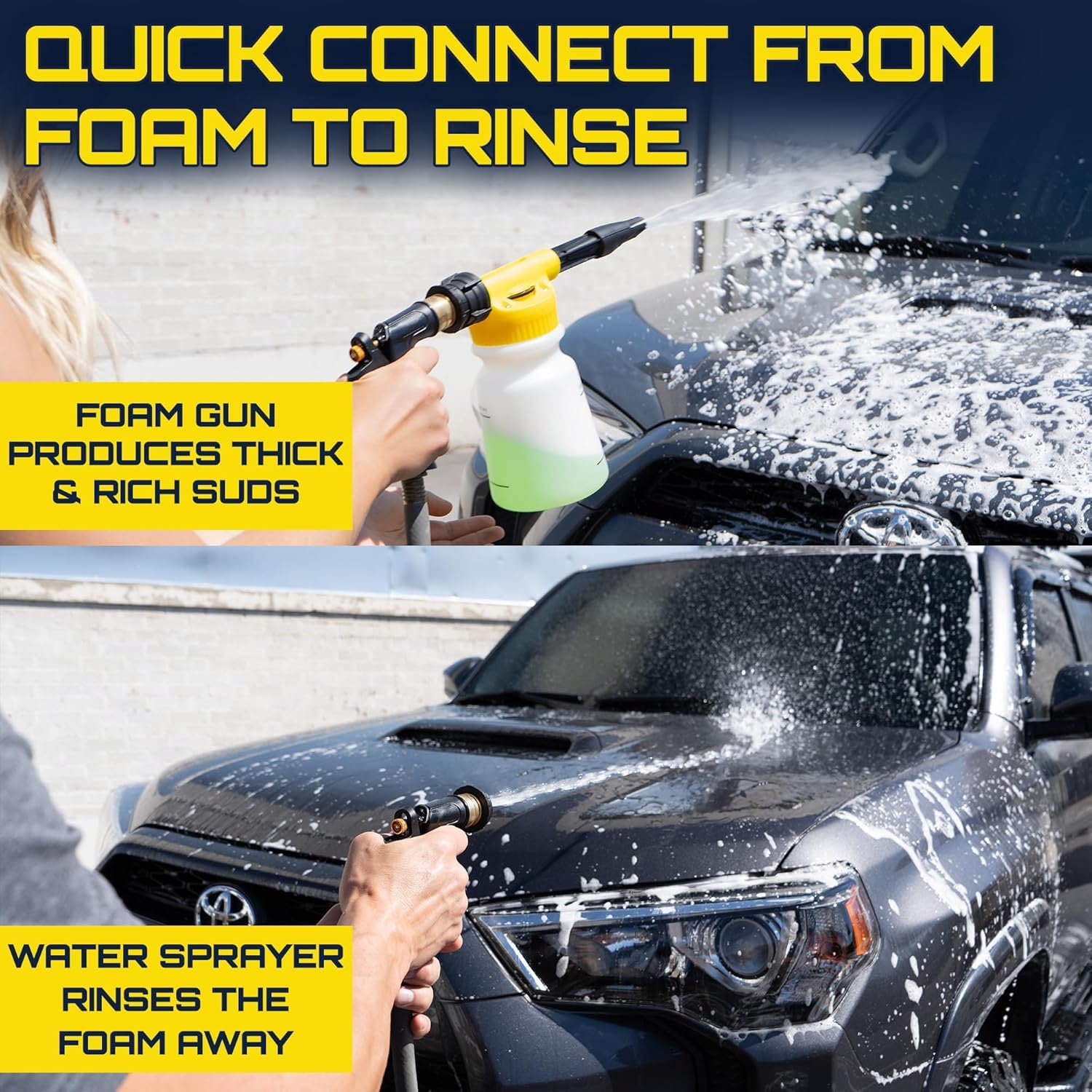 Foam King Gun Car Wash + Power Foam Car Wash Soap Strip (10Ct = 5 Car Washes) - Connects To Garden Hose, Ultimate Scratch Free C