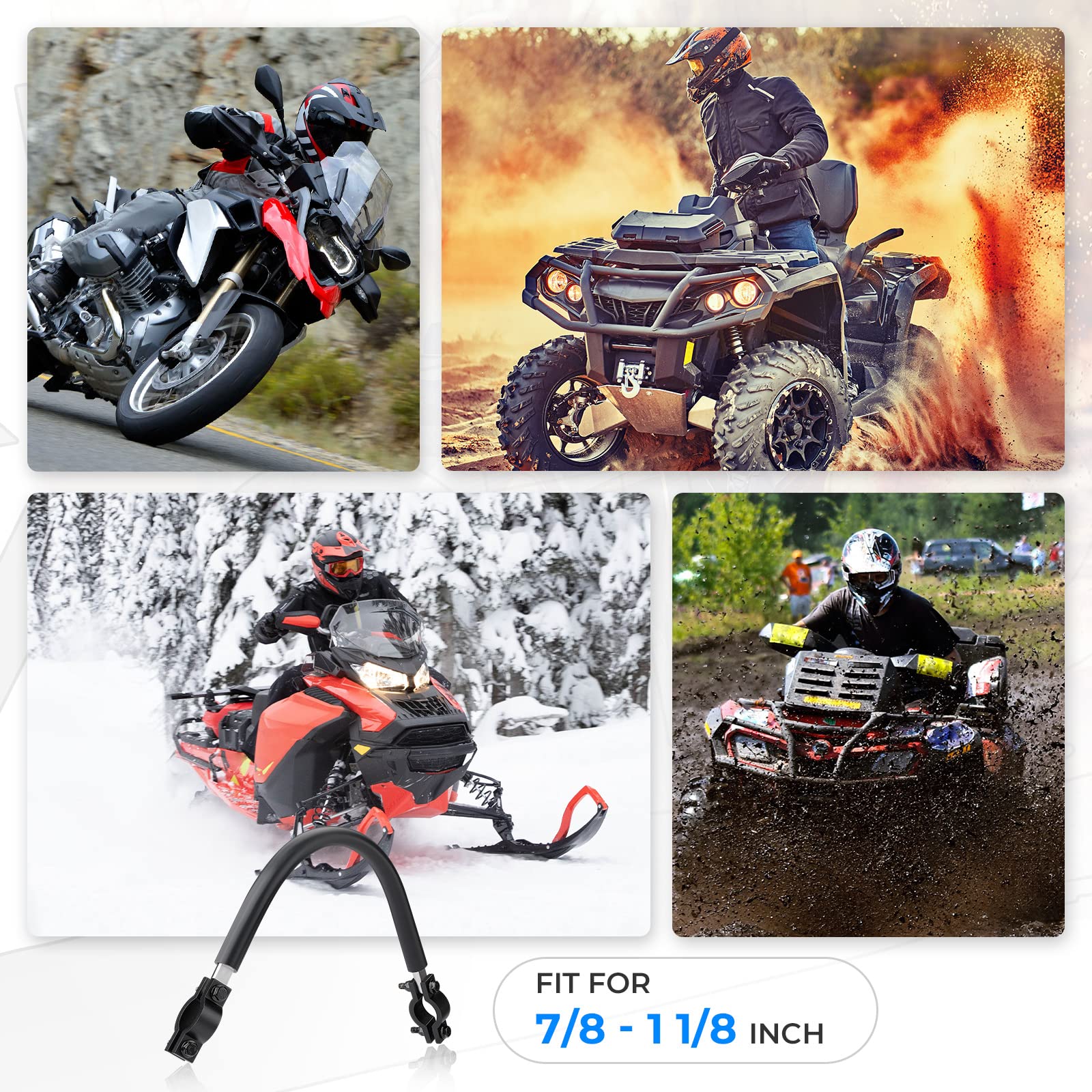 Kemimoto Atv Mud Strap, Motorcycle Snowmobile Universal 0.75-1.37 Inch Atv Handelbar Mud Grab Strap Compatible With Polaris Spor