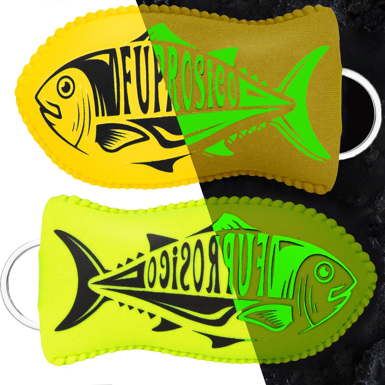 Fuprosico 2 Pack Boat Key Float, Glow in the Dark Floating Keychain for 5-6 Boat Keys,100% Waterproof Key Floats,Strong Buoyancy