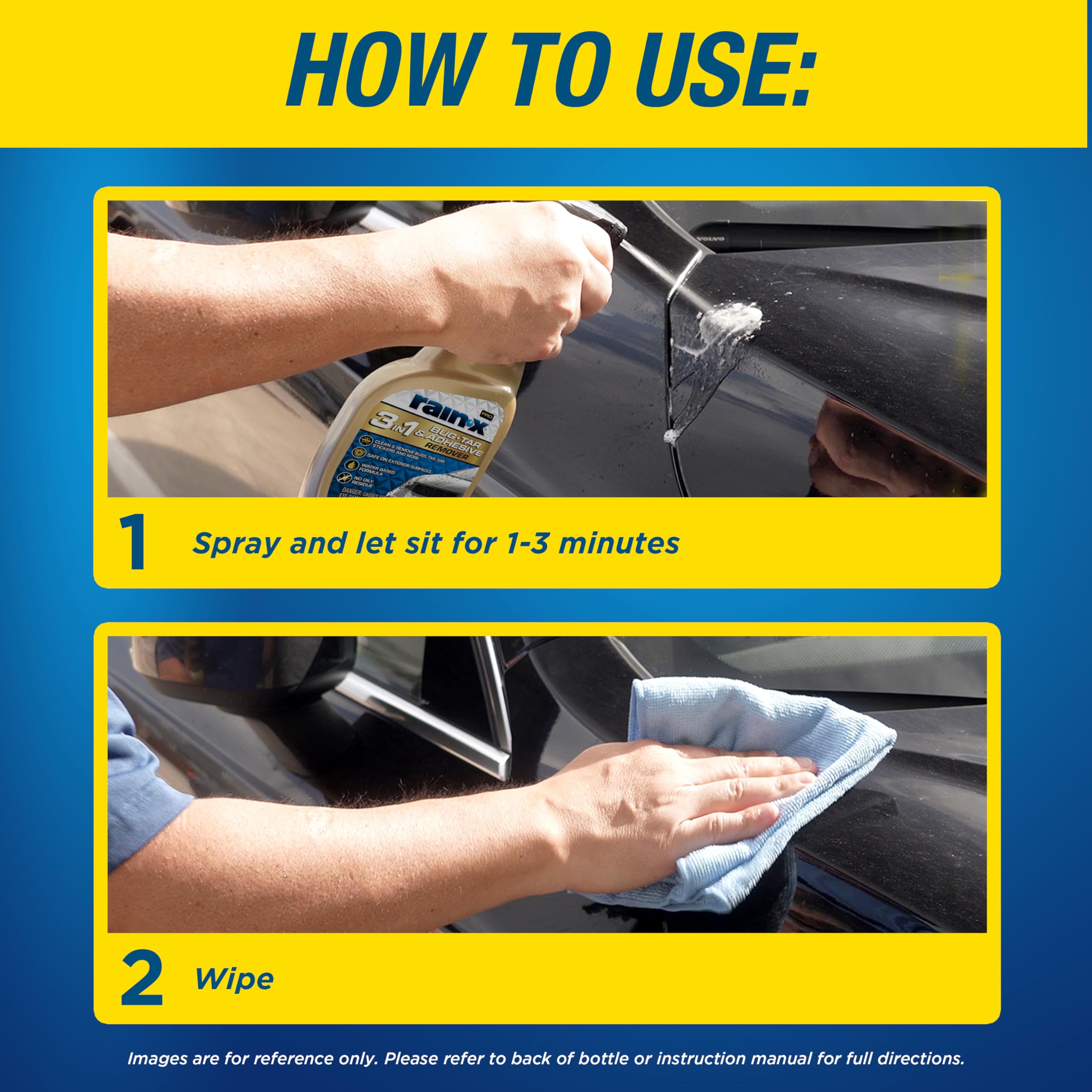 Rain-X Pro 620213 3-In-1 Bug, Tar And Adhesive Remover, 16Oz - Premium Bug, Tar And Adhesive Remover To Help Clean And Remove St