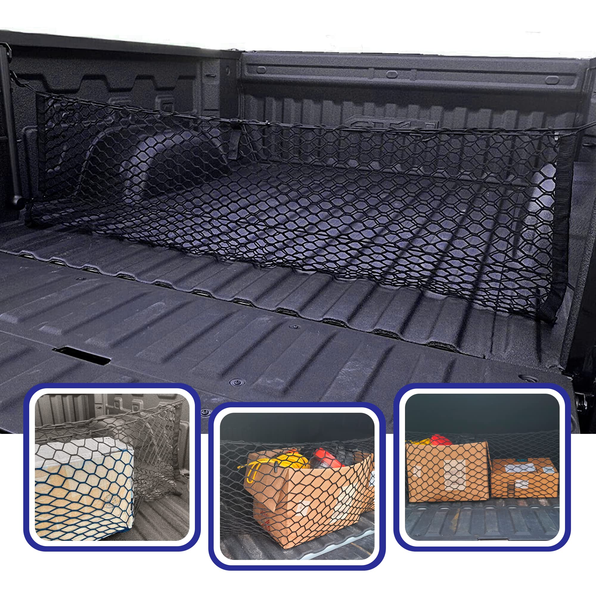 Envelope Style Trunk Mesh Cargo Net For Gmc Sierra 2013 - 2023, Automotive Exterior Accessories - Premium Car Trunk Storage Orga
