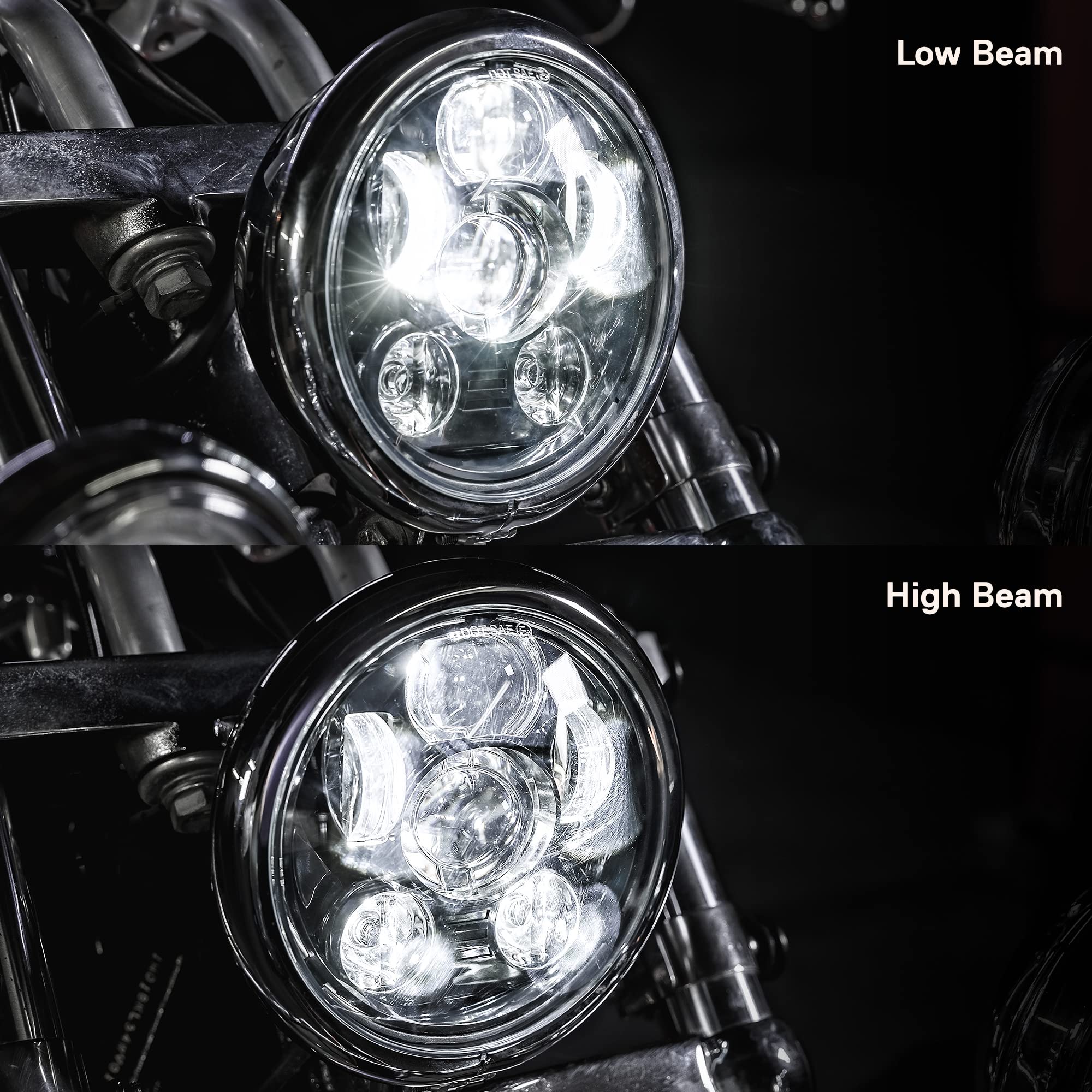 TRUE MODS 5.75'' (5 3/4) LED Headlight For Harley Davidson [Black-Finish] Round LED Motorcycle Headlight For Dyna Street Bob Sup