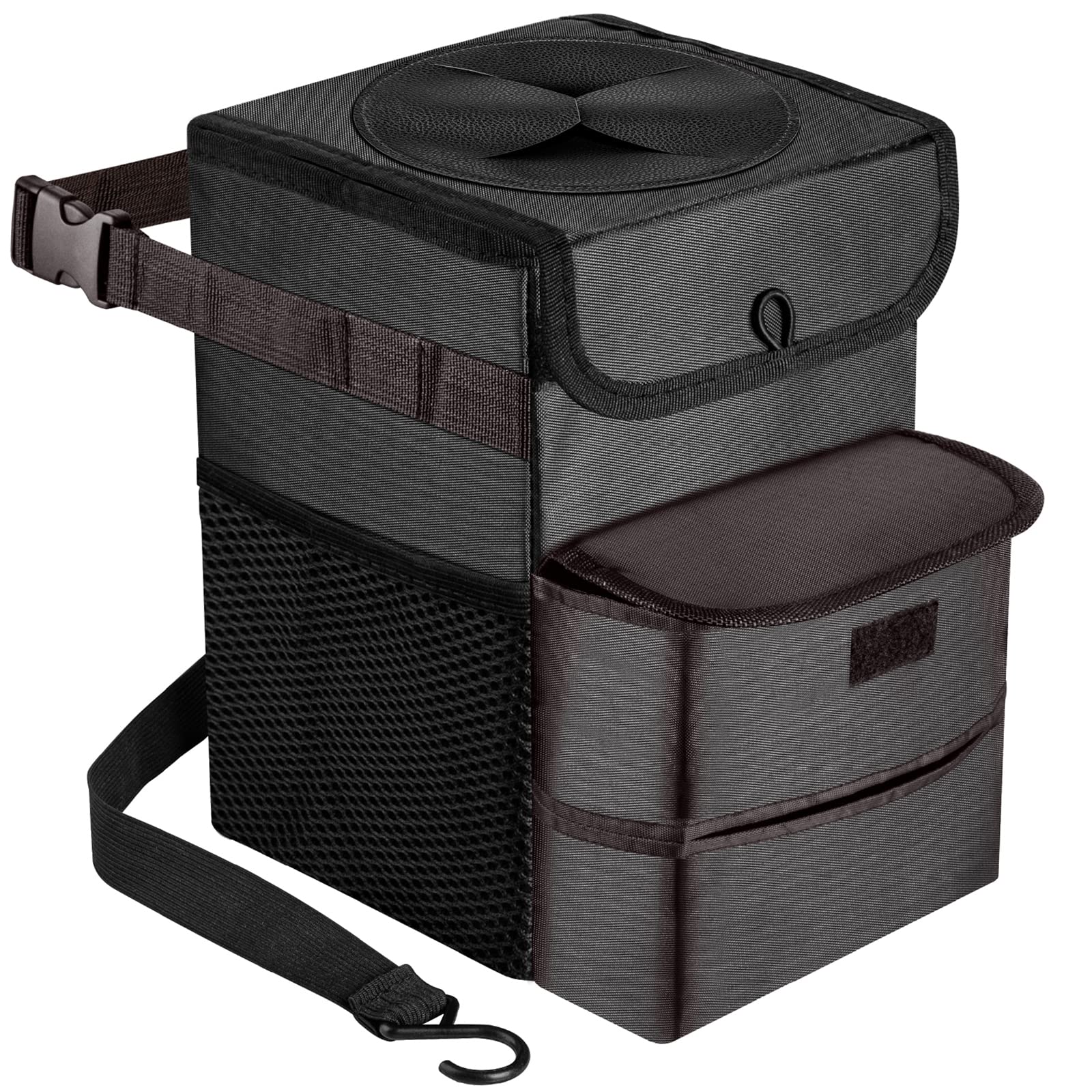 Gpusfak Car Trash Can Foldable Garbage Bin Leakproof 3 Gallons Black