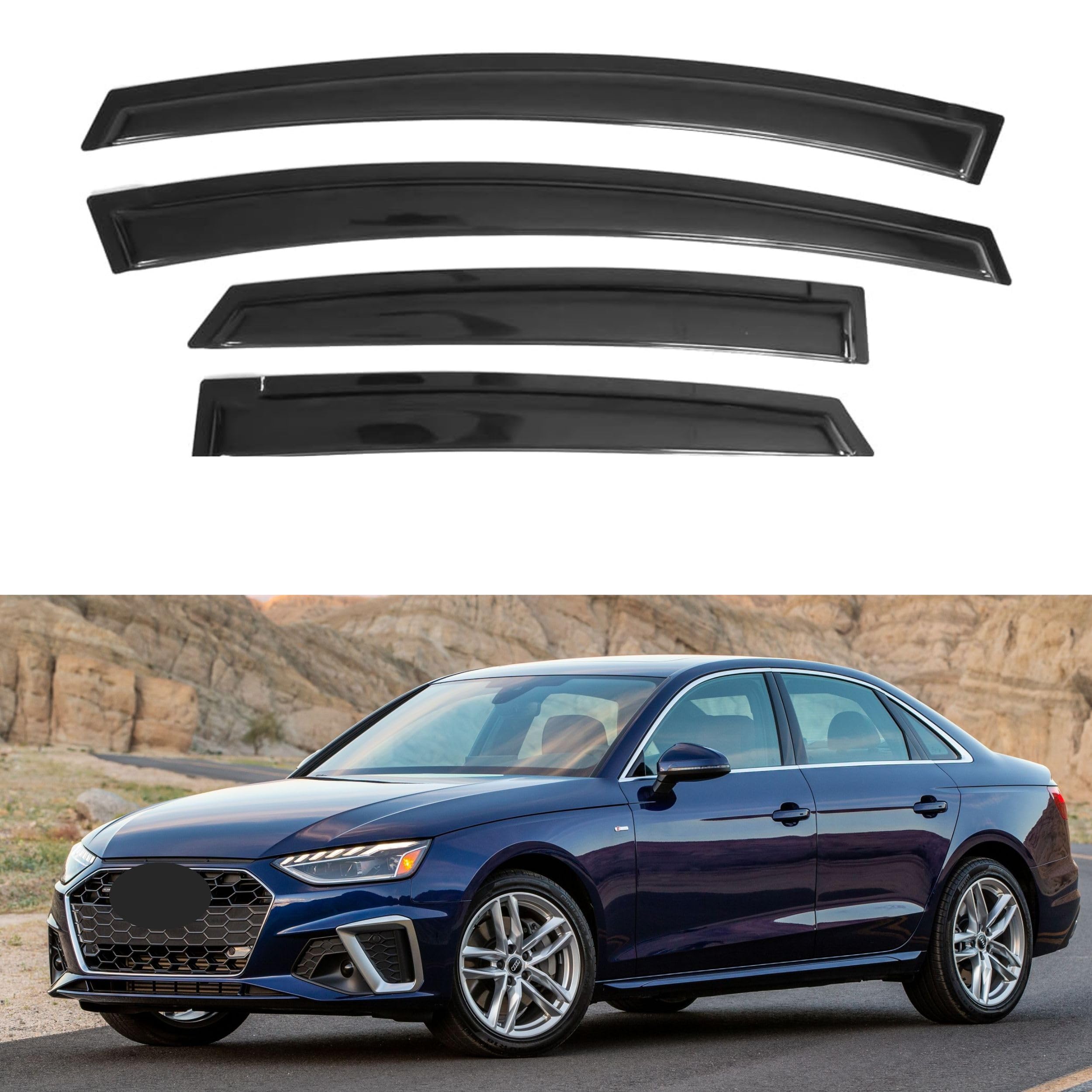 Ig Window Visor For Audi A4 Sedan 2017-2023, Rain Guard Tape-On Extra Durable Sun Wind Side Vent Window Deflector, 2017 2018 201